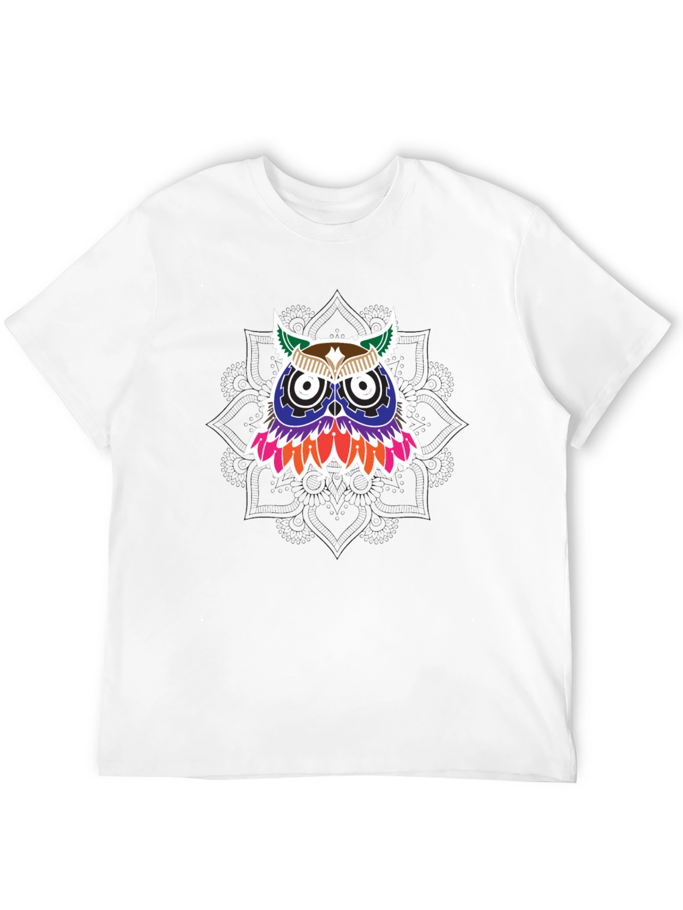 Owl Graphic Print Mens Black T-Shirt