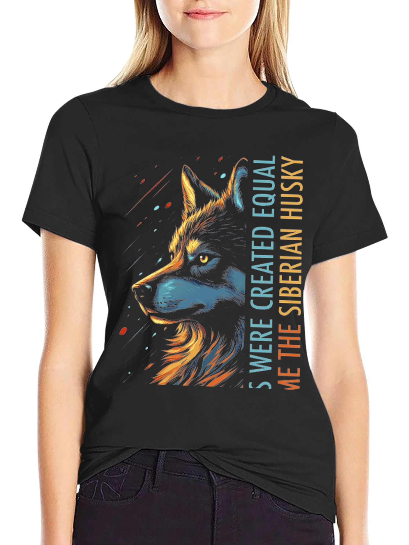 Siberian Husky Graphic Print Tee