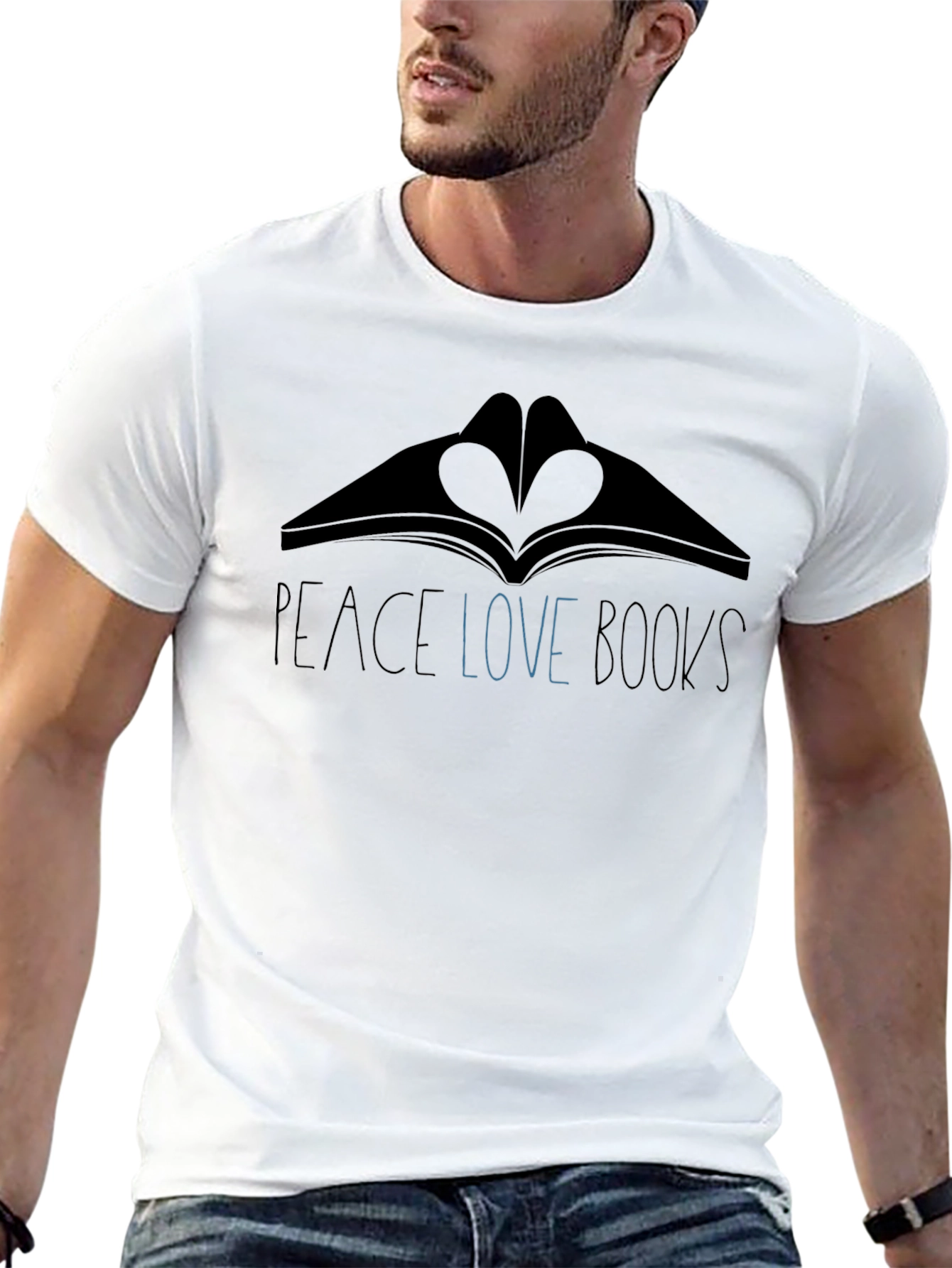Peace Love Books Black Graphic T-Shirt