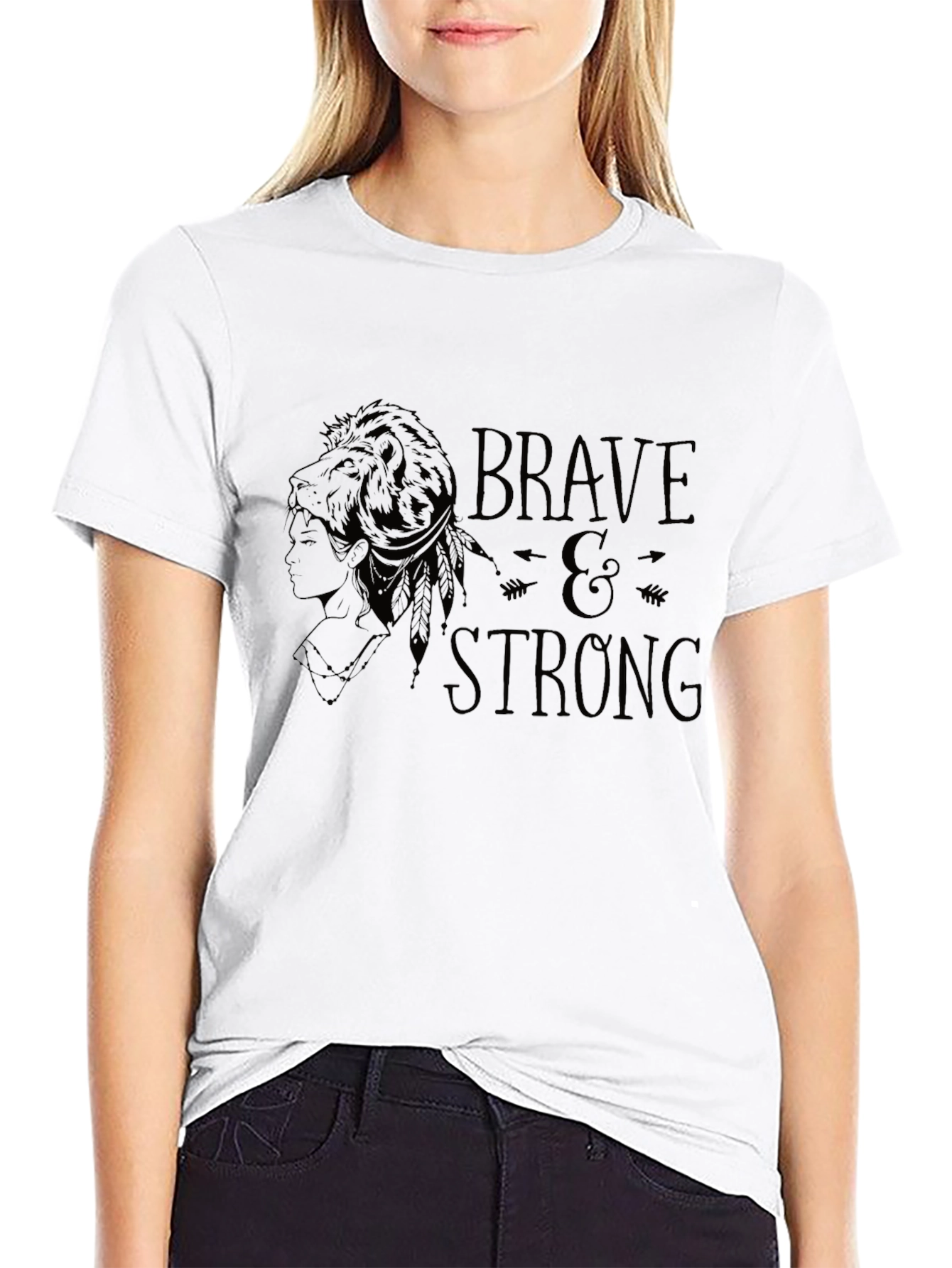 Brave & Strong Graphic Tee - Black Cotton T-Shirt