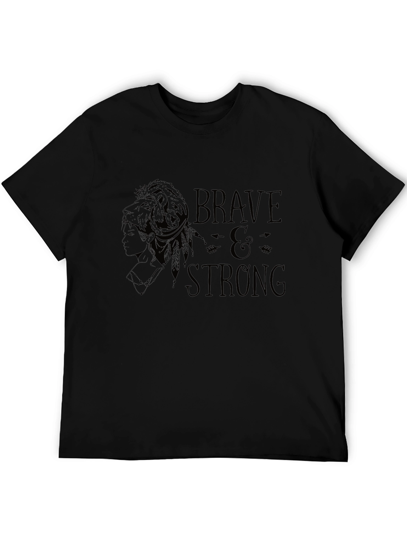 Brave & Strong Graphic Tee - Black Cotton T-Shirt