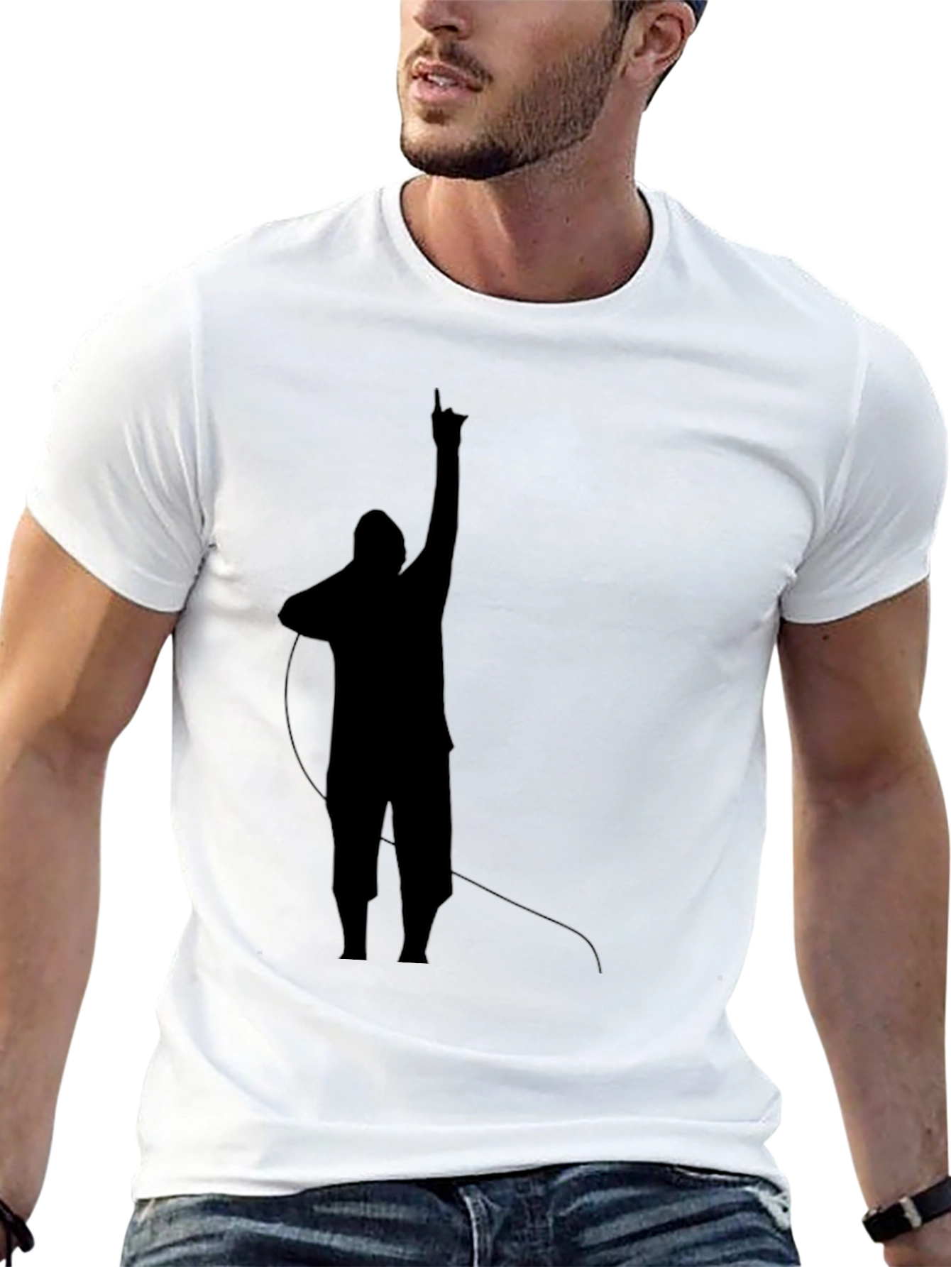 Mens Black T-Shirt with Silhouette Design