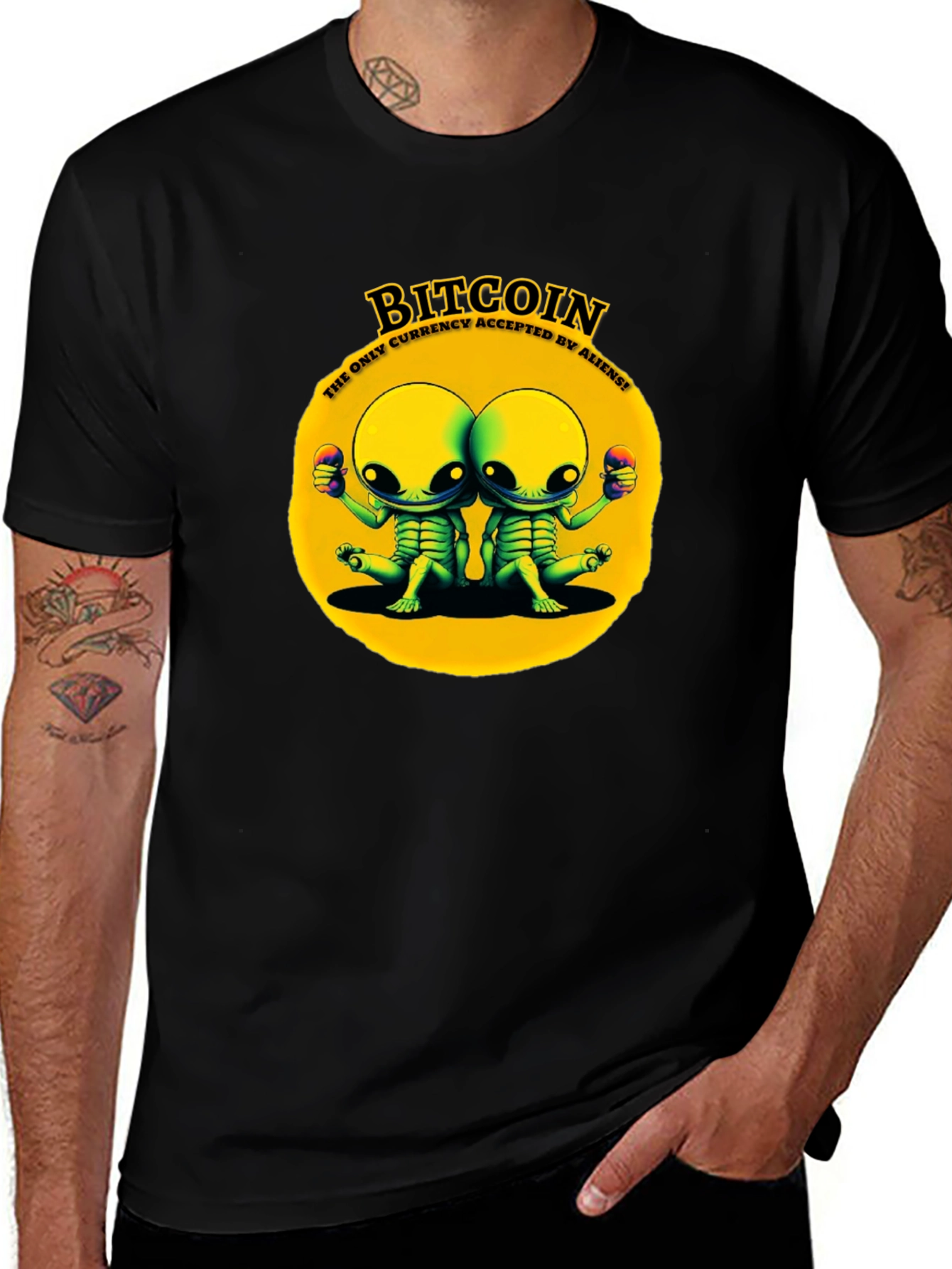 Bitcoin Alien Graphic Tee - Crypto Humor T-Shirt
