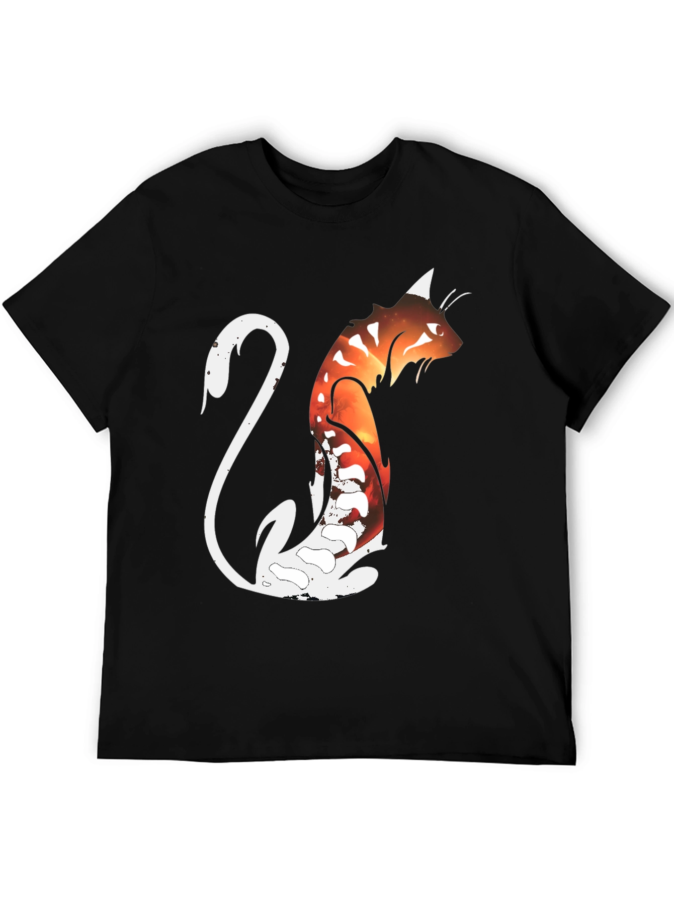 Cosmic Cat Black Graphic T-Shirt