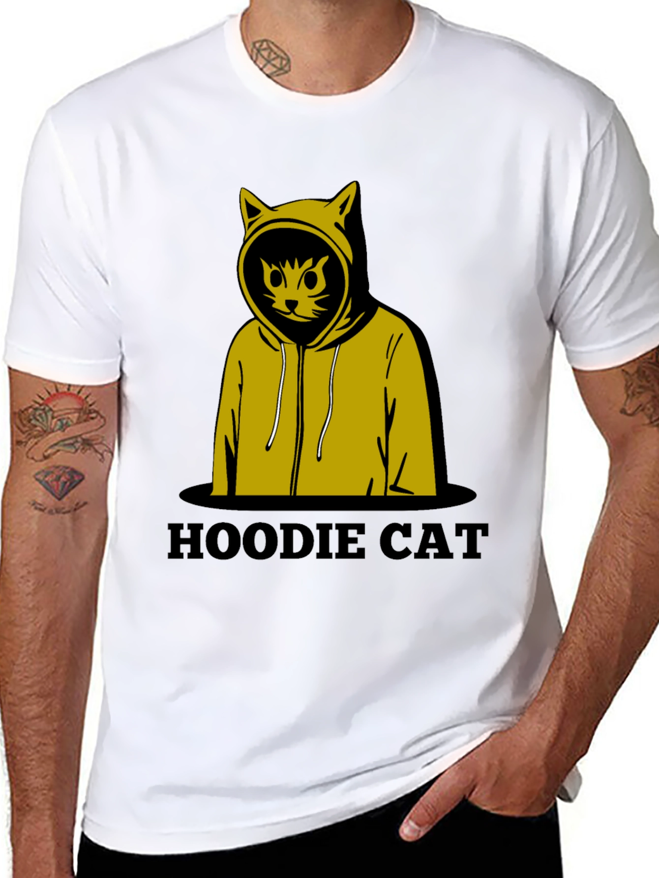 Hoodie Cat T-Shirt - Cool Graphic Tee
