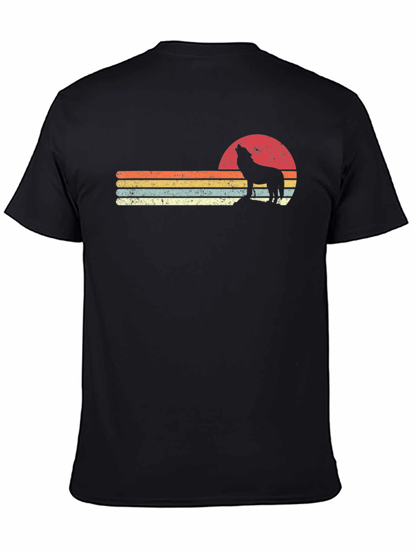 Retro Wolf Sunset Graphic T-Shirt