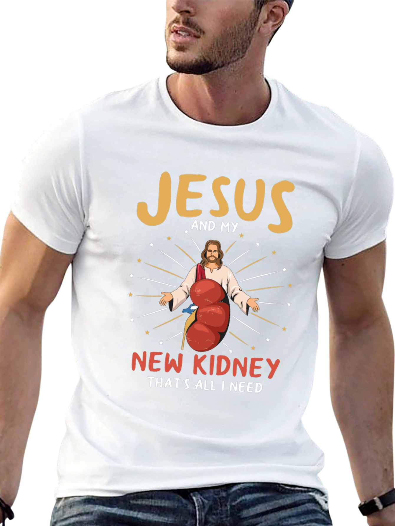 Jesus and My New Kidney Funny Graphic T-Shirt