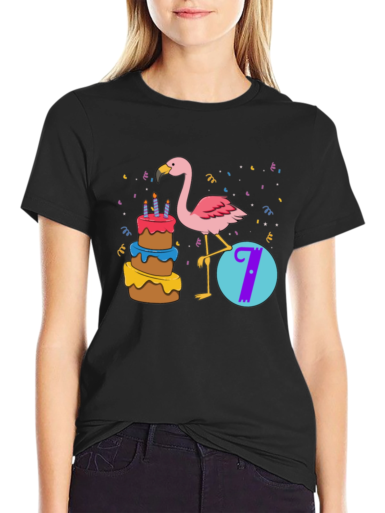 Birthday Flamingo Number 7 Kids T-Shirt