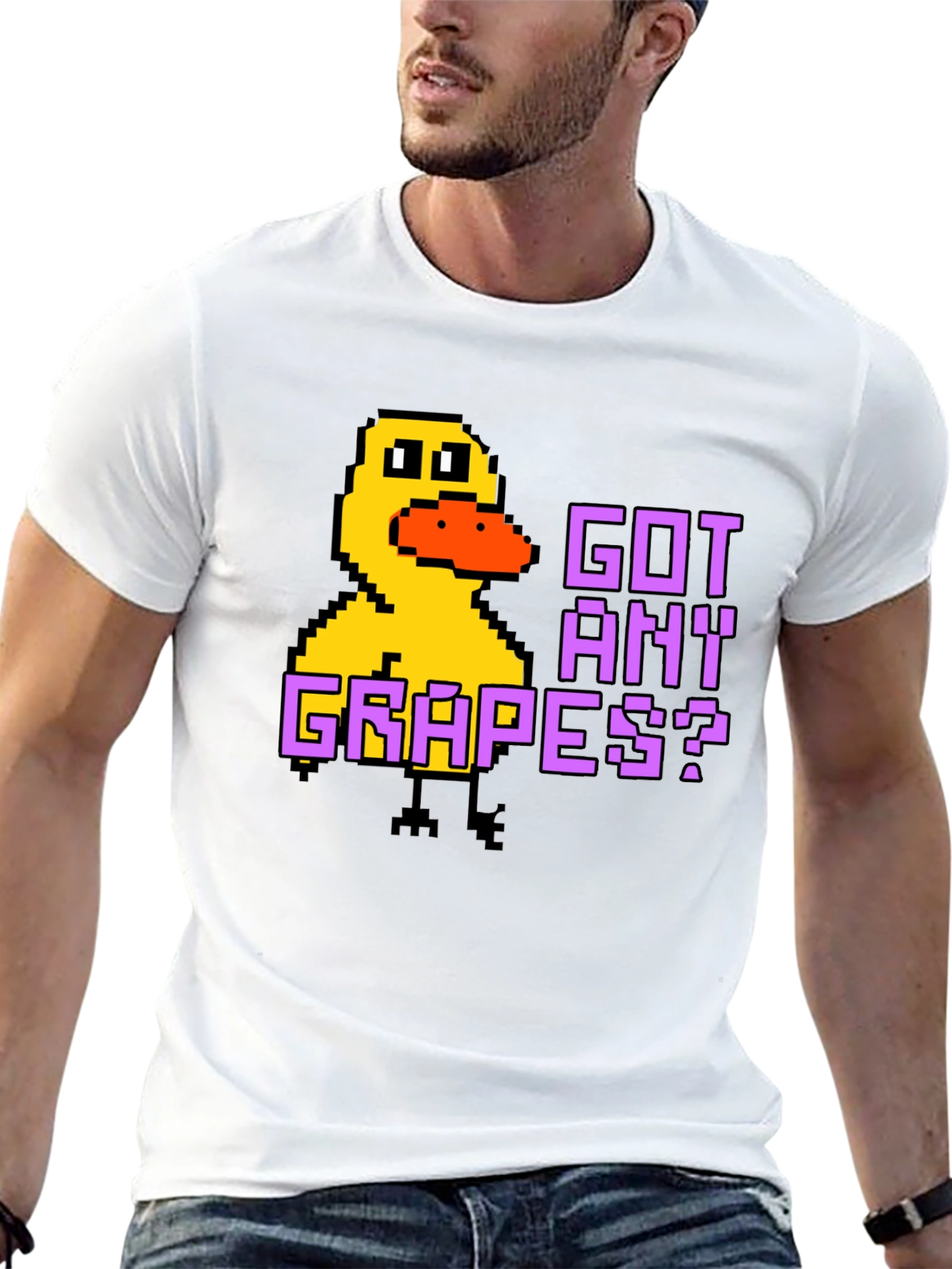 Got Any Grapes? Pixel Duck Black T-Shirt