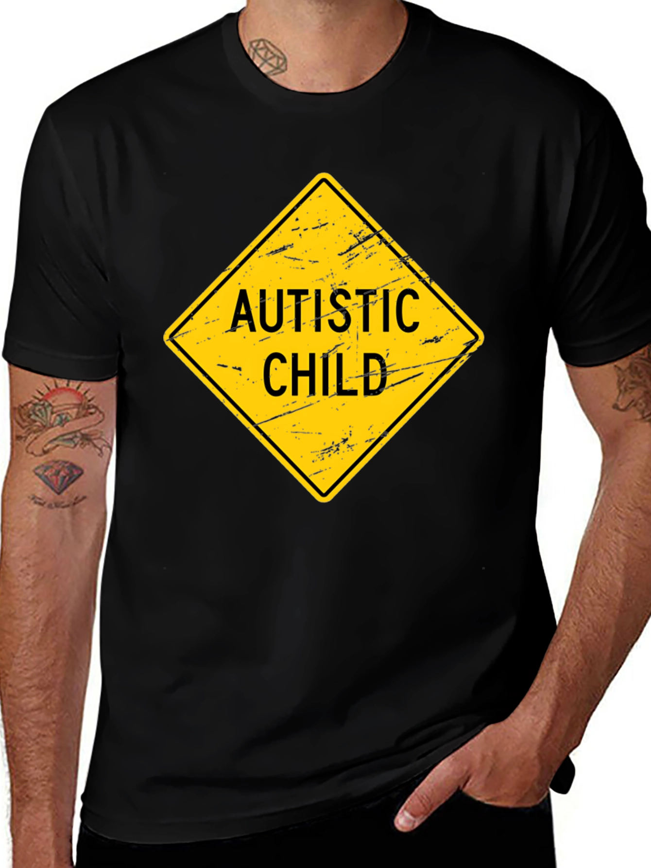 Autistic Child Sign Graphic Novelty T-Shirt