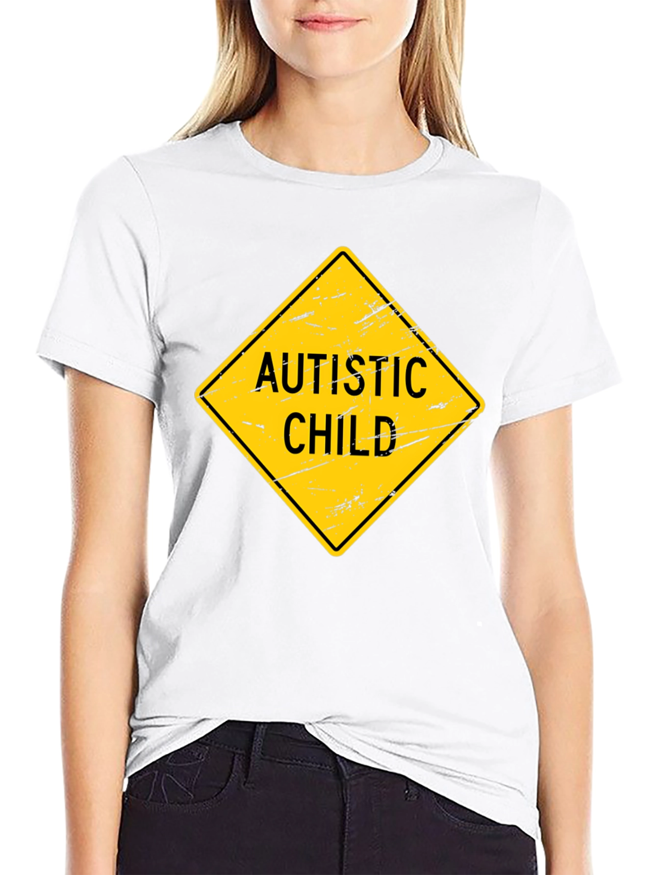 Autistic Child Sign Graphic Novelty T-Shirt