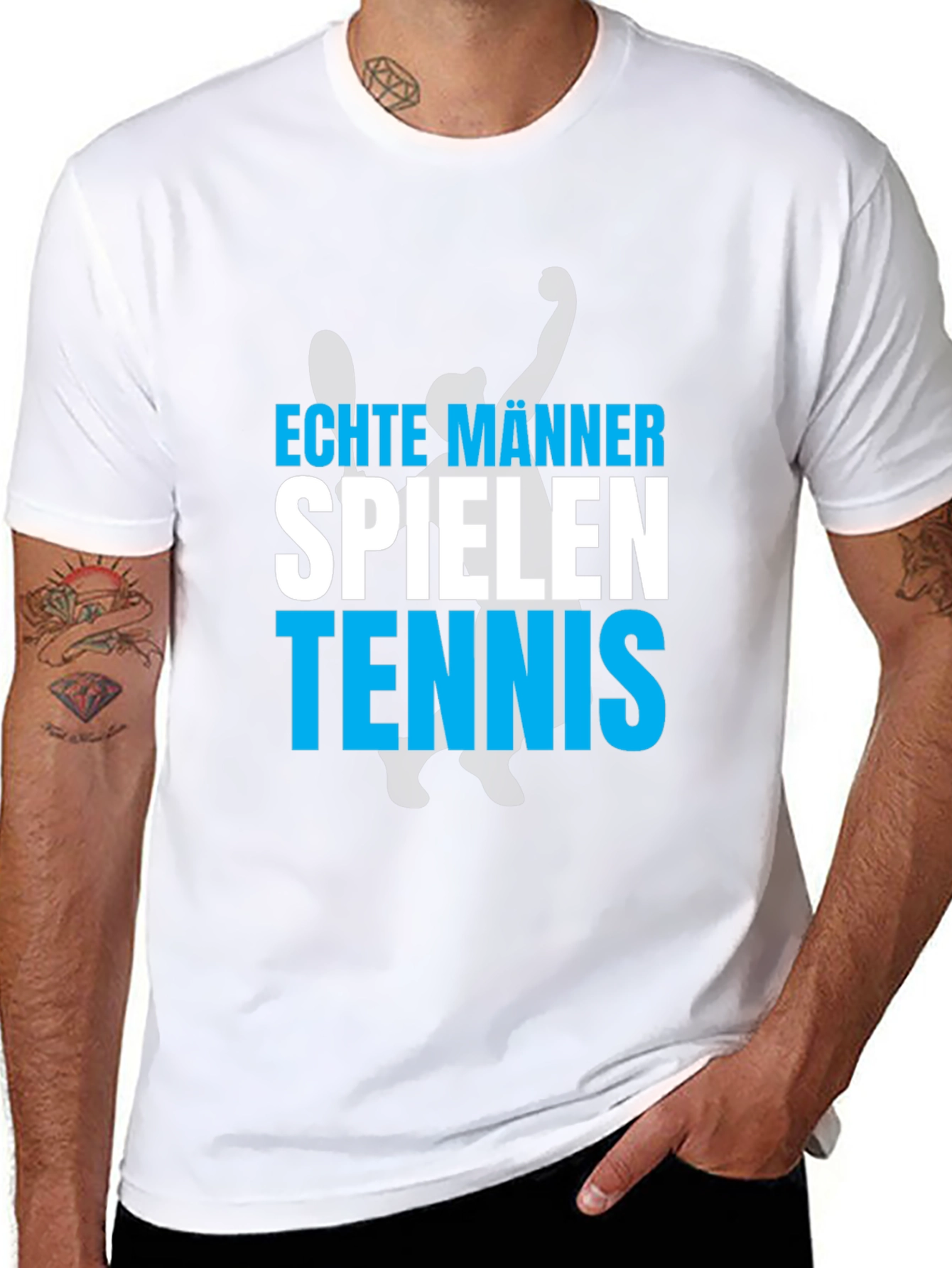 Echte Männer Spielen Tennis Graphic Tee - Black