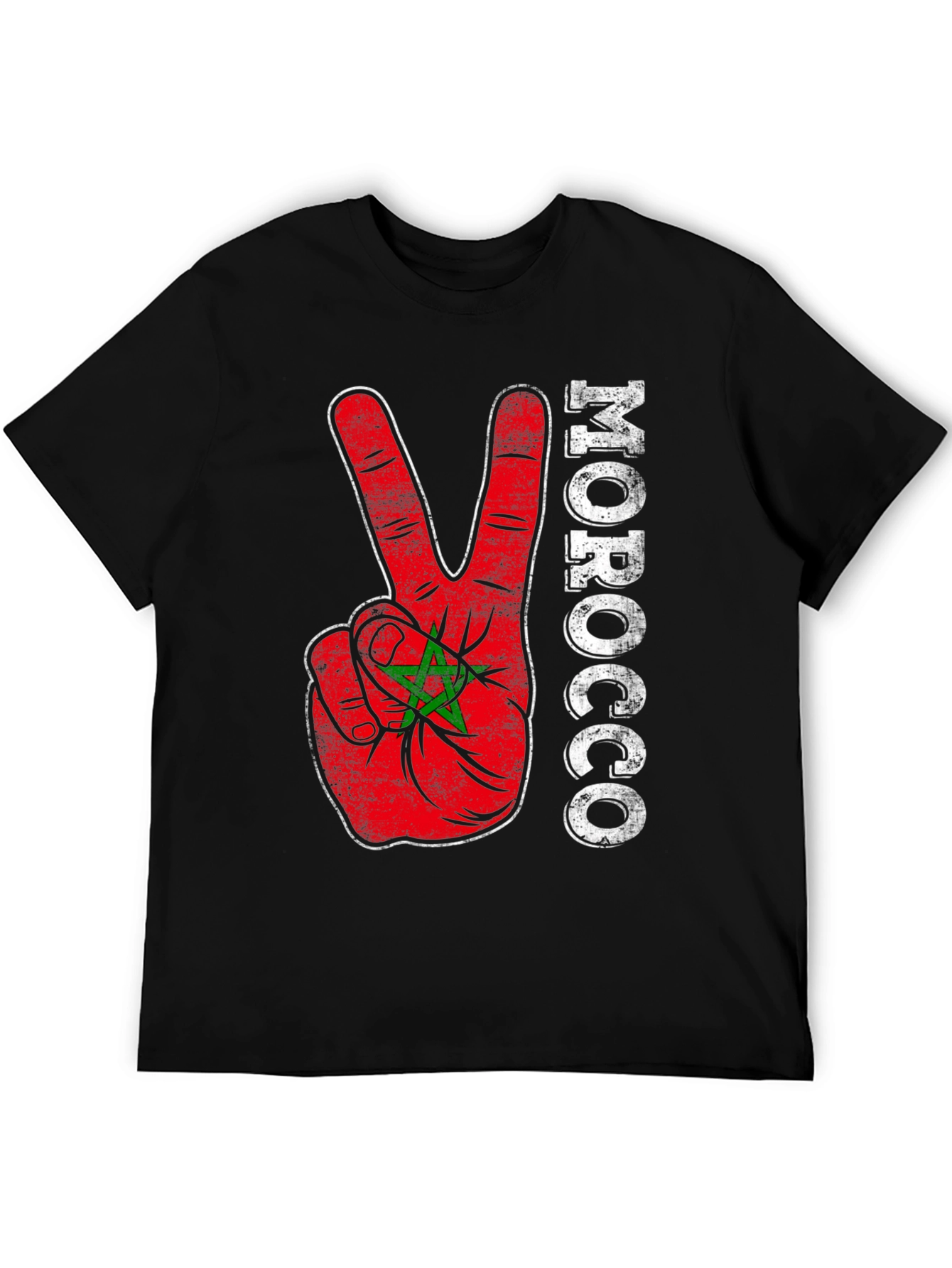 Morocco Flag Peace Sign T-Shirt