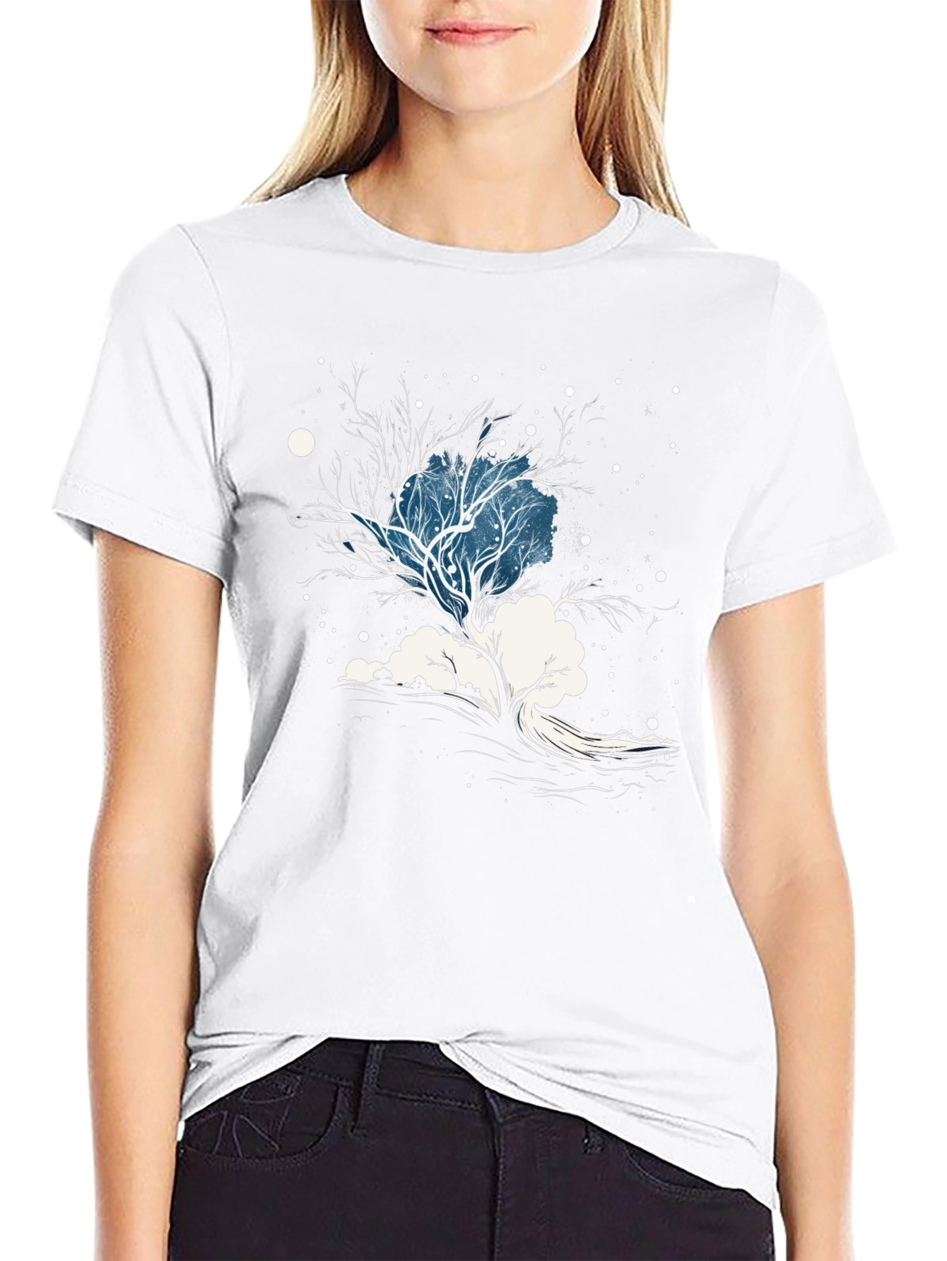 Winter Tree Graphic Tee - Stylish Black Cotton Blend