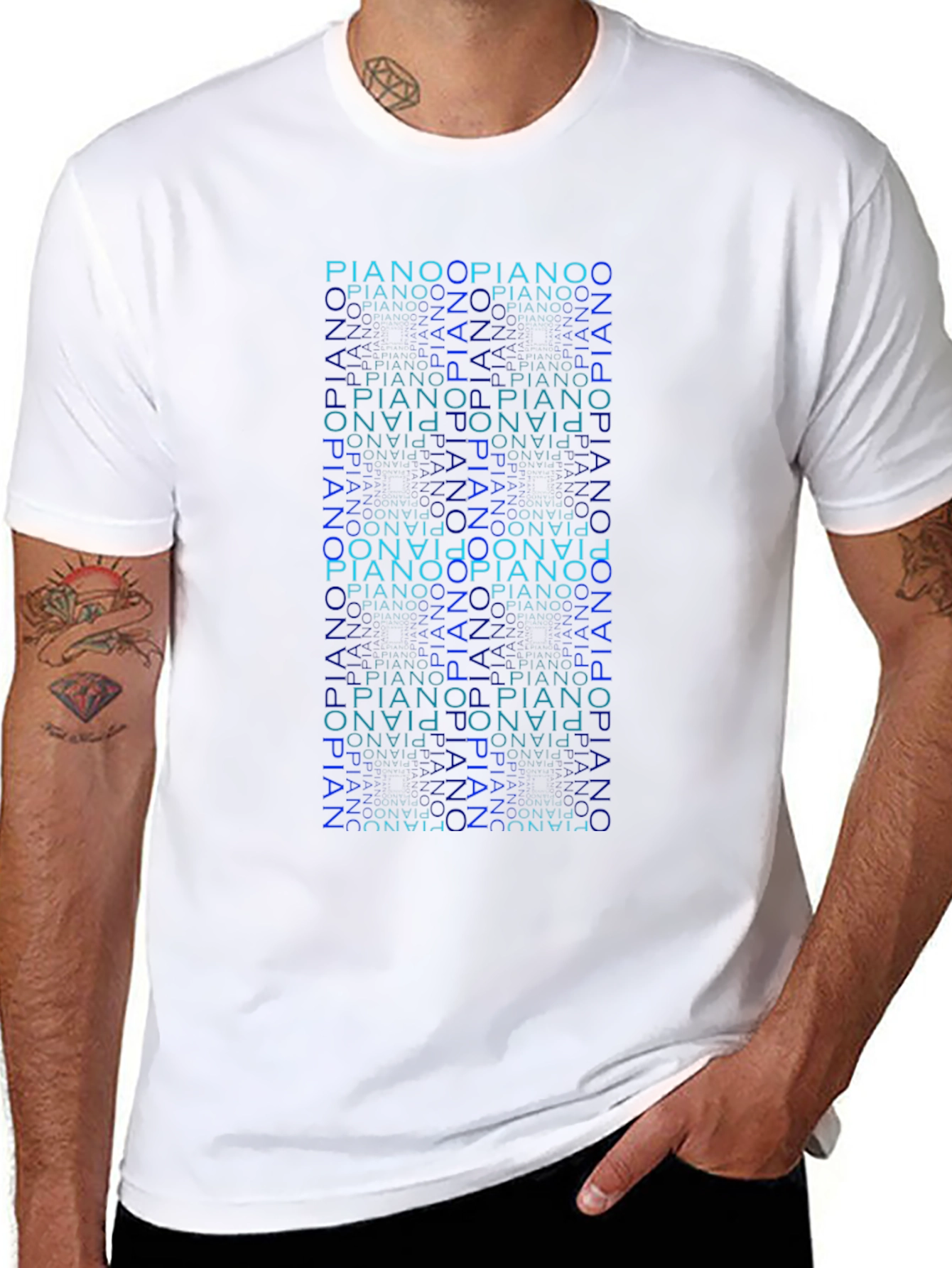 Piano Typography Mens T-Shirt