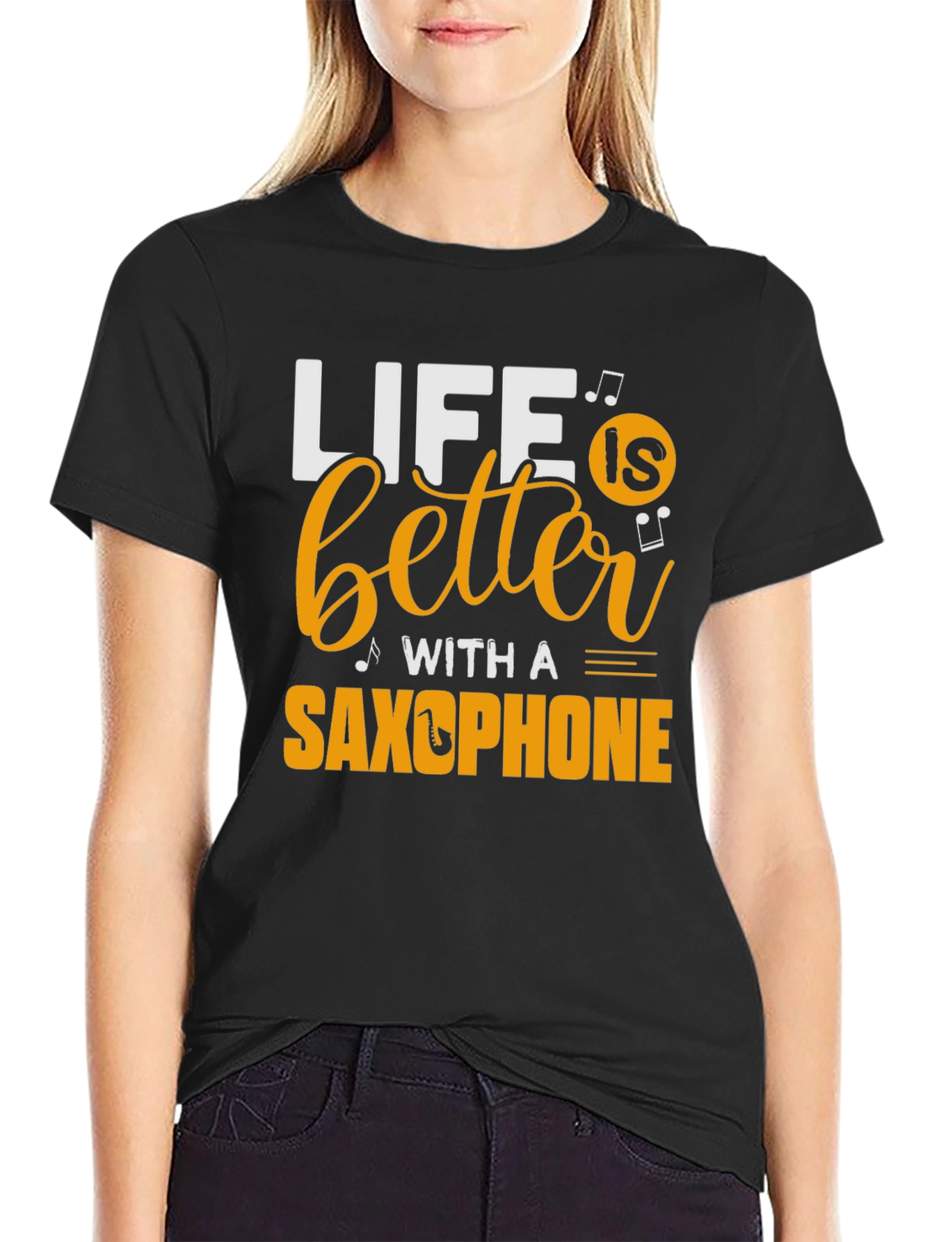 Life is Better with a Saxophone Black T-Shirt