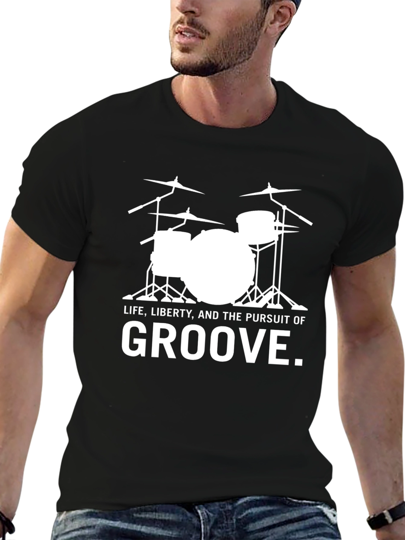 Groove Pursuit Drummer T-Shirt - Black Cotton Tee