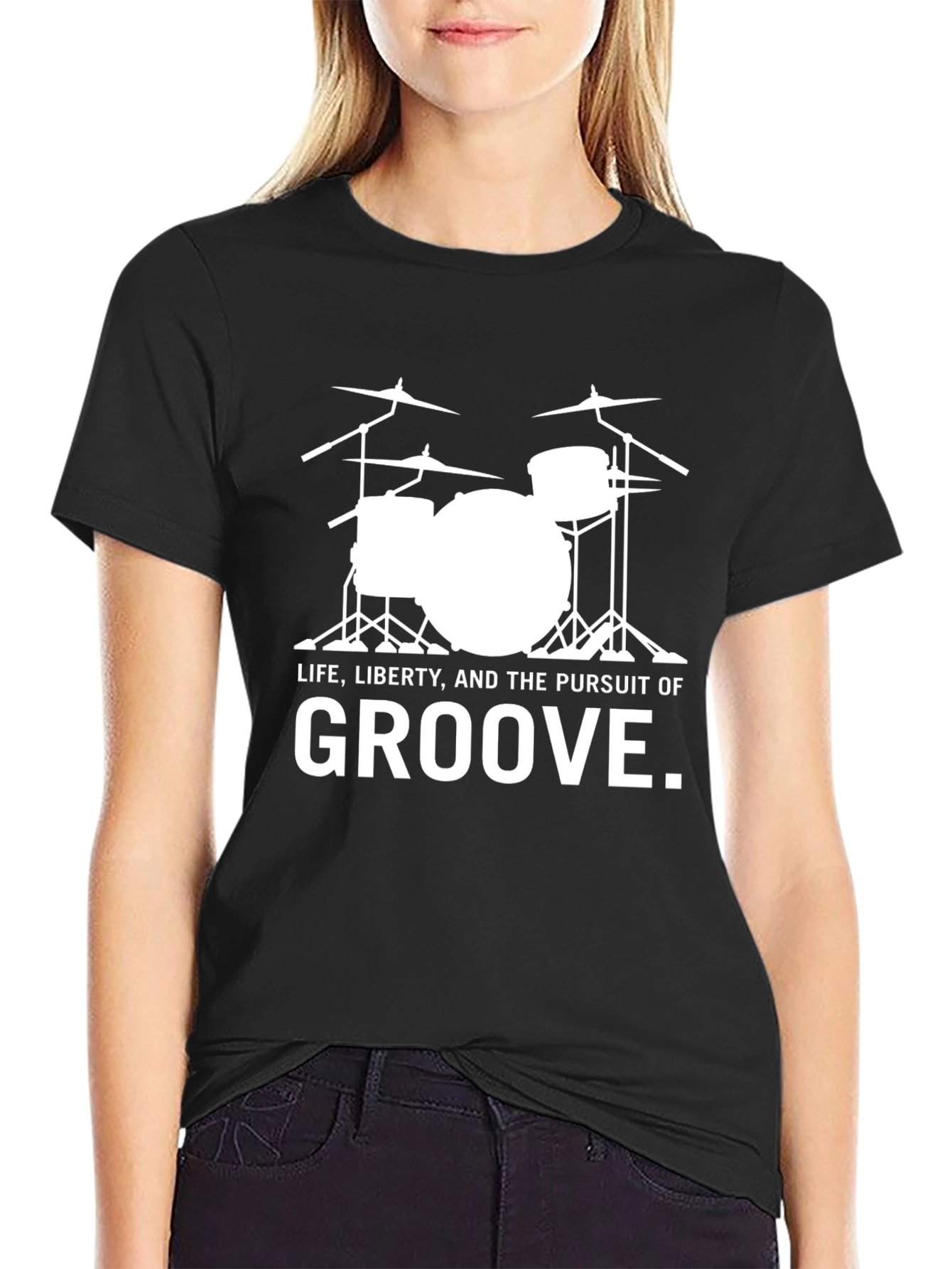 Groove Pursuit Drummer T-Shirt - Black Cotton Tee