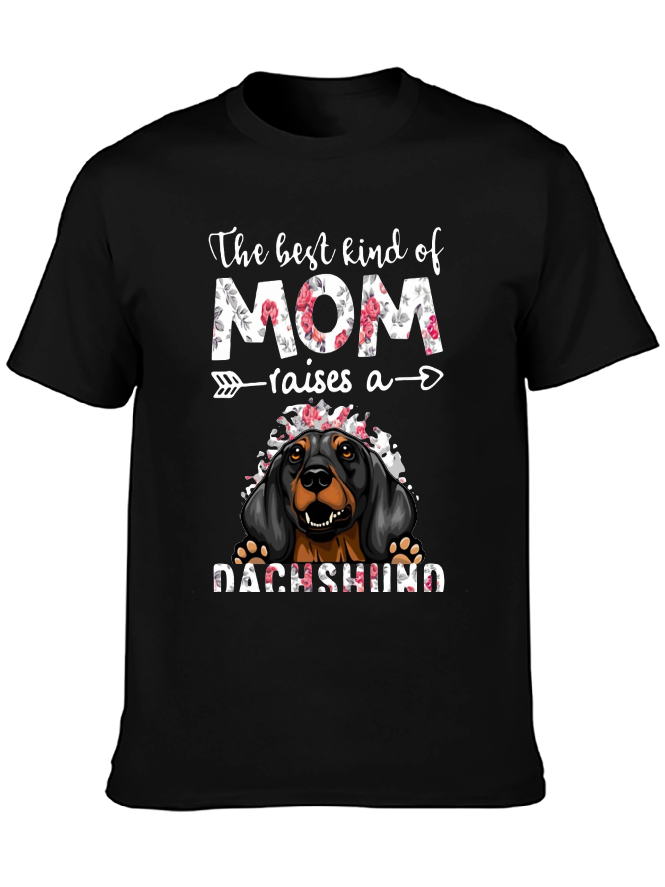 Dachshund Mom T-Shirt - Floral Design