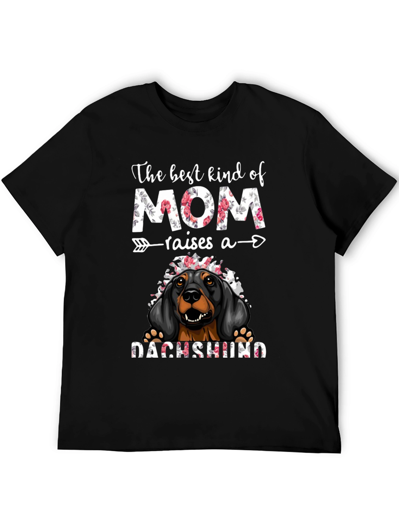 Dachshund Mom T-Shirt - Floral Design