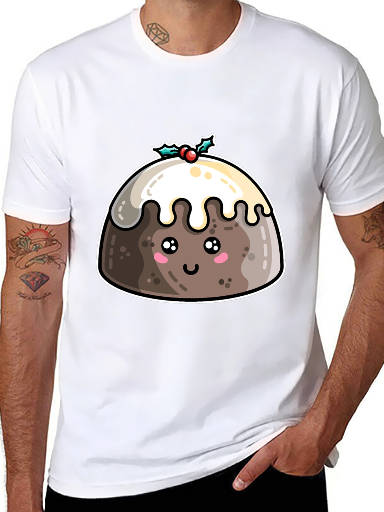 Cute Christmas Pudding T-Shirt - Holiday Festive Tee