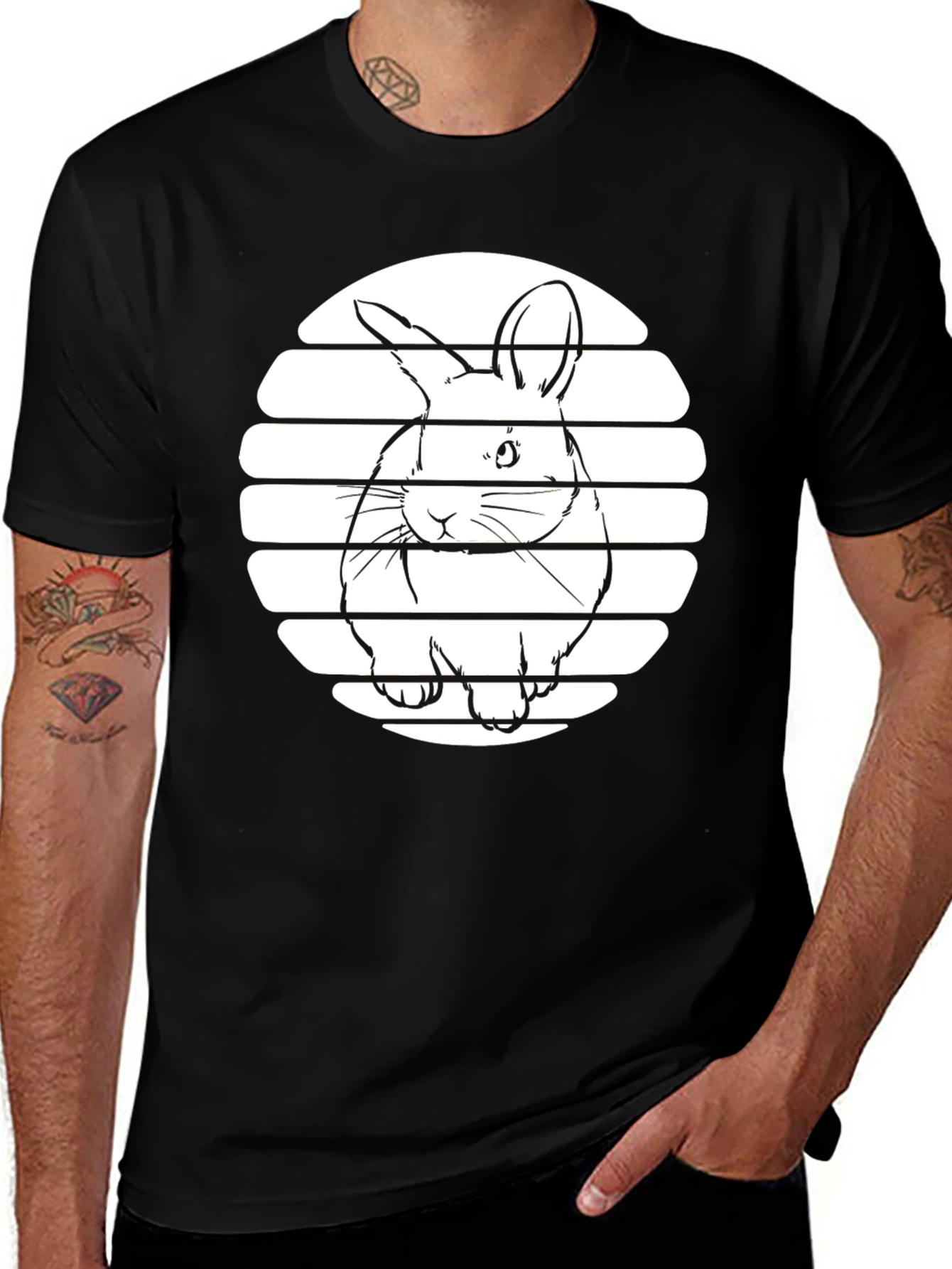 Bunny Silhouette Graphic Tee - Black