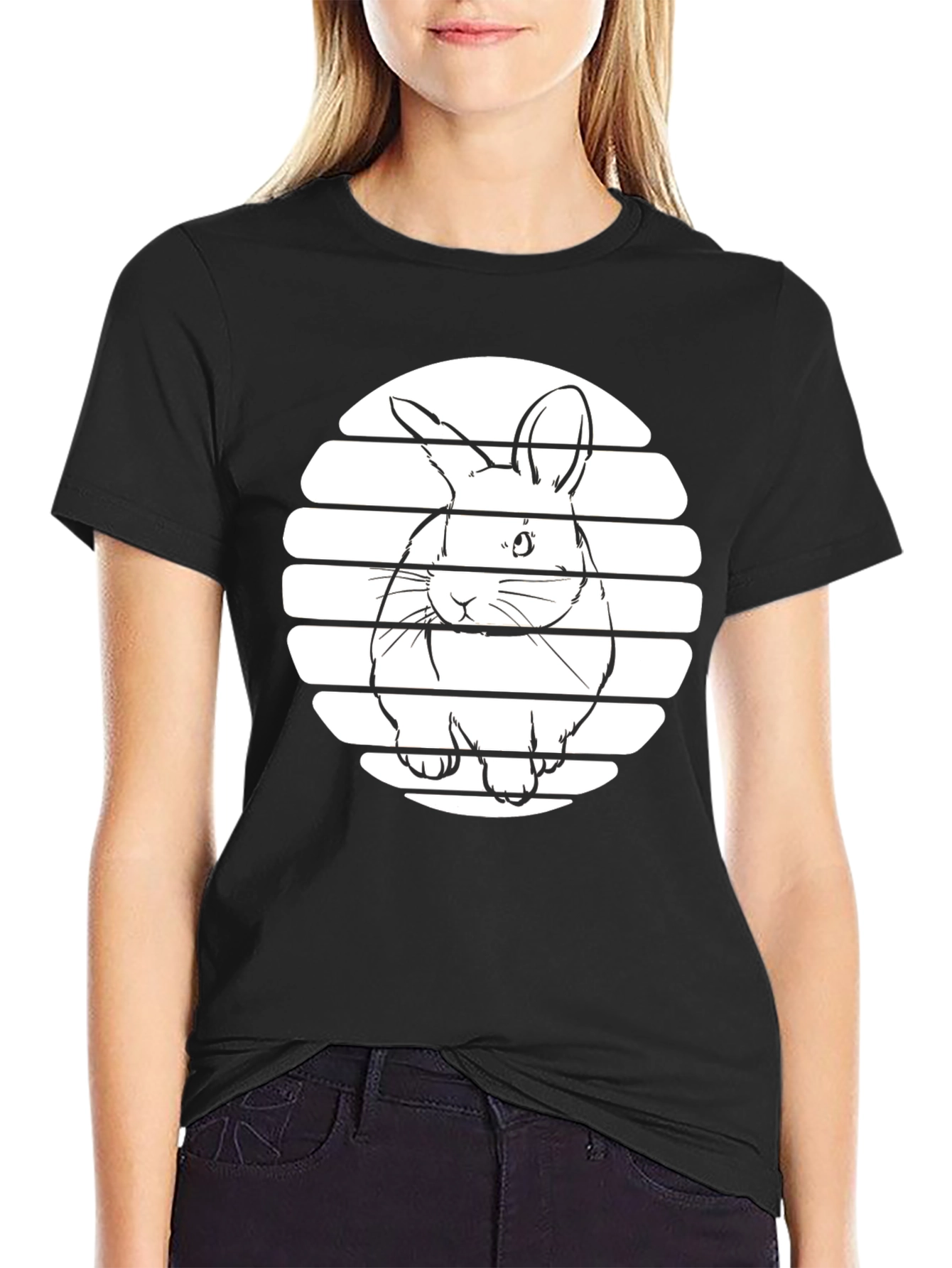 Bunny Silhouette Graphic Tee - Black