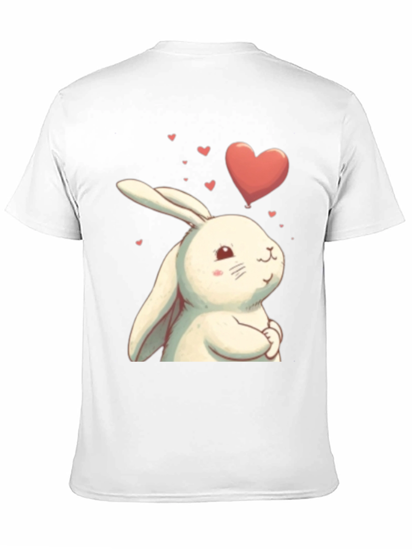 Cute Bunny Heart Graphic Black T-Shirt