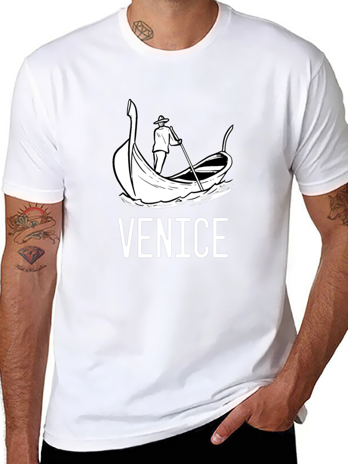 Venice Gondola Graphic T-Shirt - Black