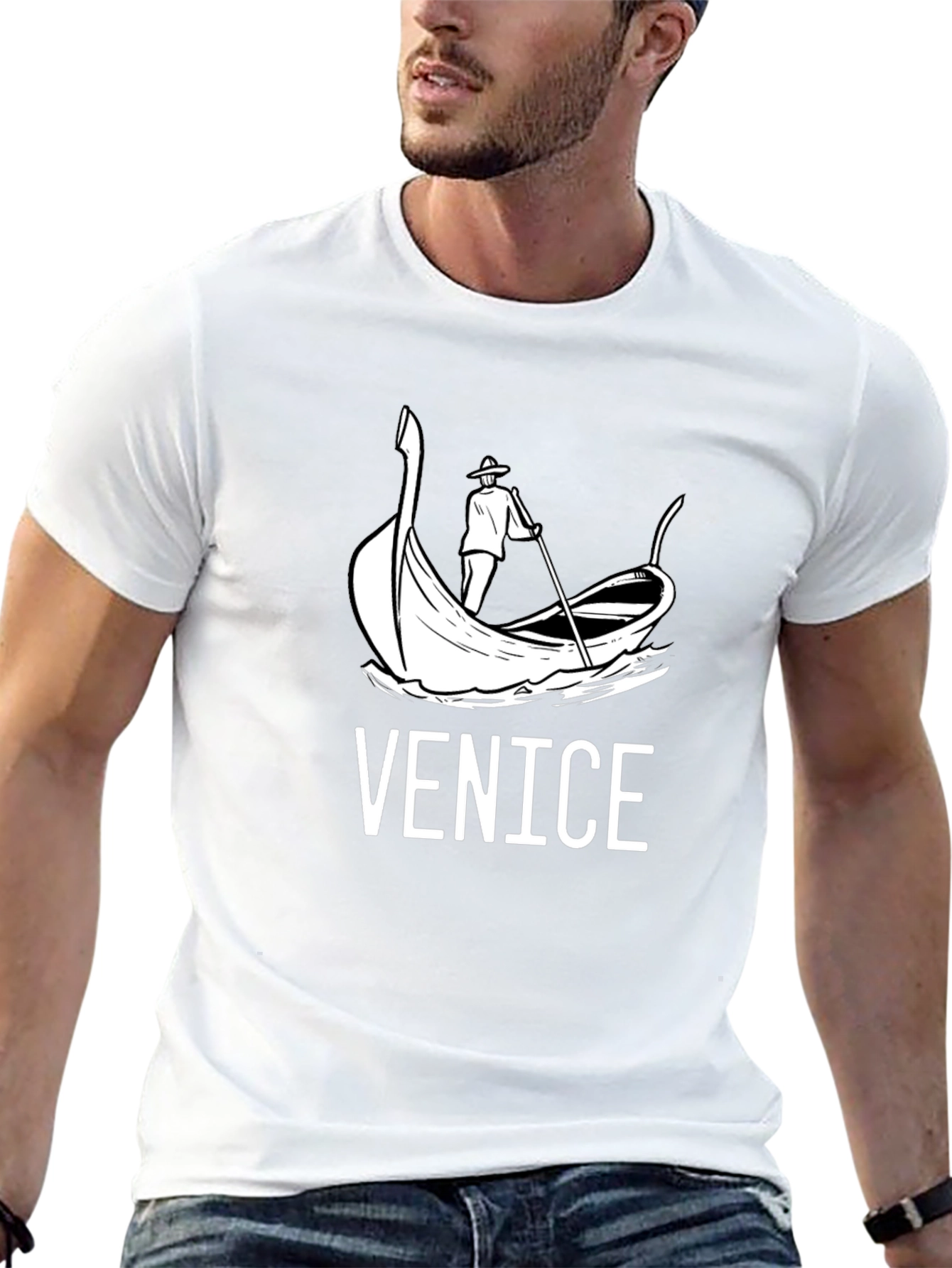 Venice Gondola Graphic T-Shirt - Black