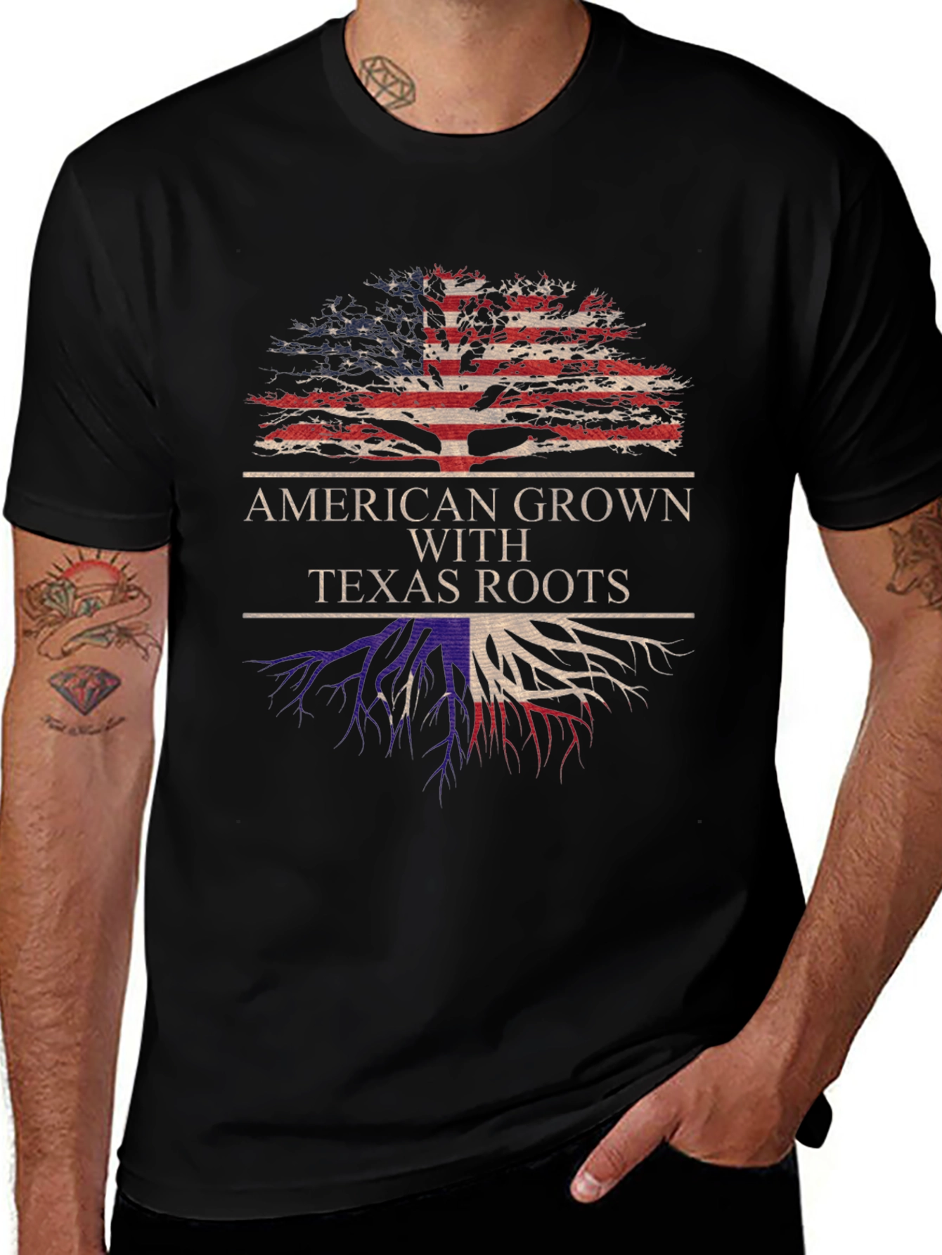 American Grown with Texas Roots Graphic T-Shirt