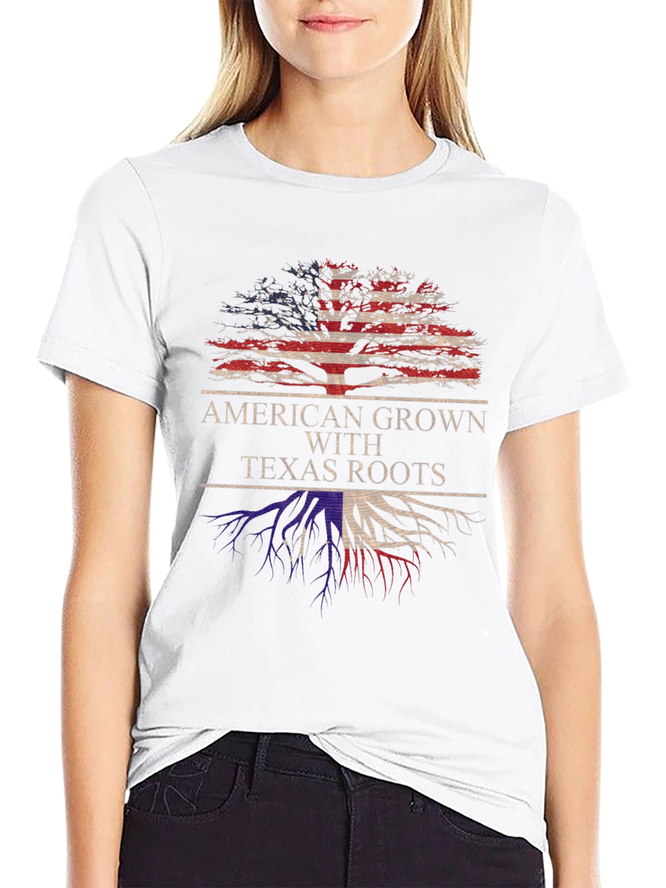 American Grown with Texas Roots Graphic T-Shirt