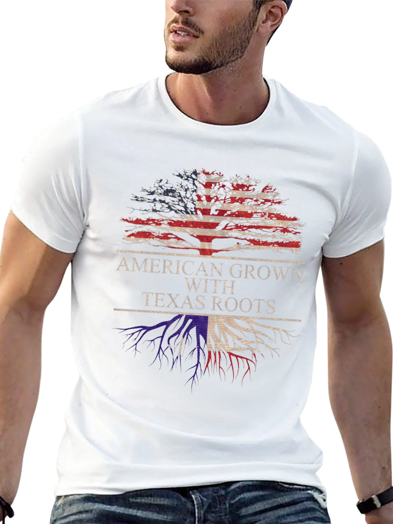 American Grown with Texas Roots Graphic T-Shirt