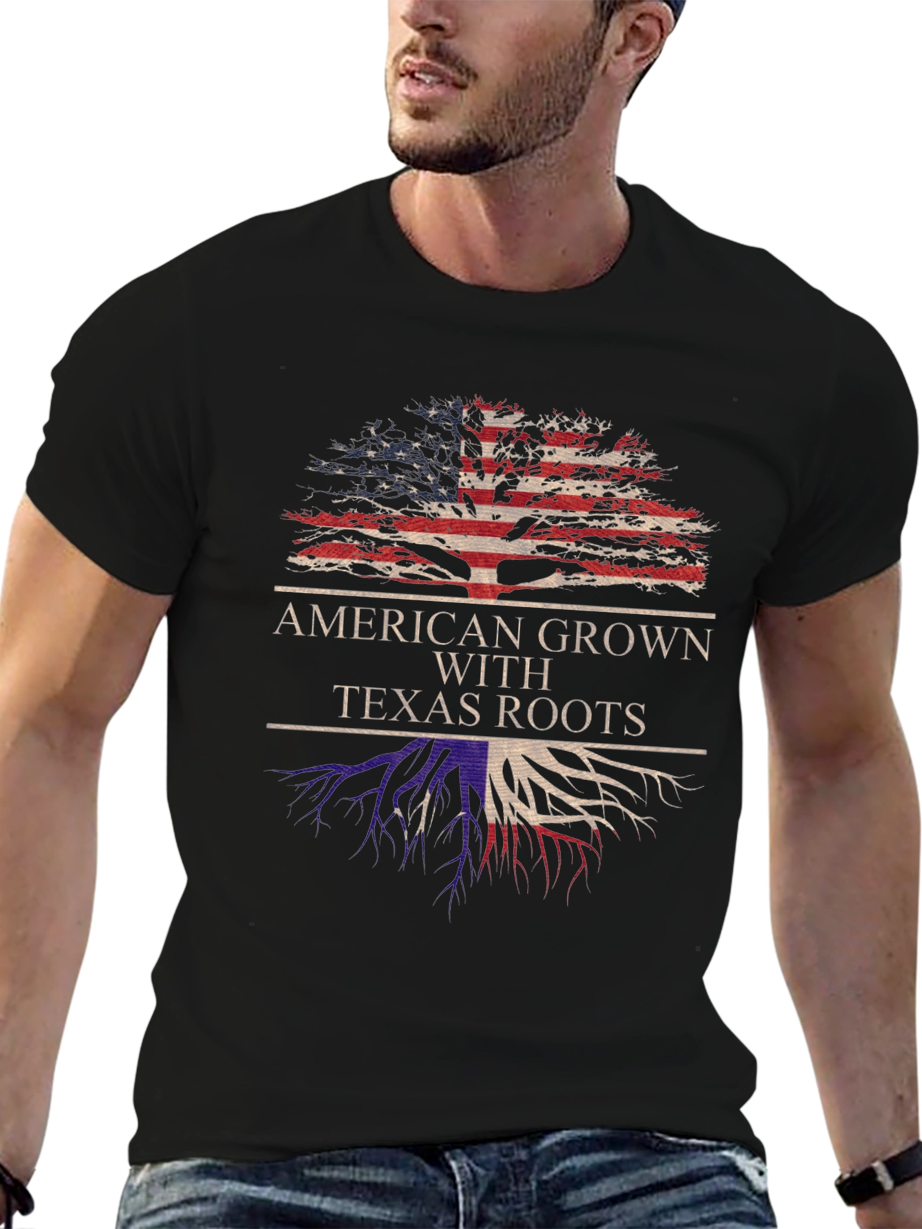 American Grown with Texas Roots Graphic T-Shirt
