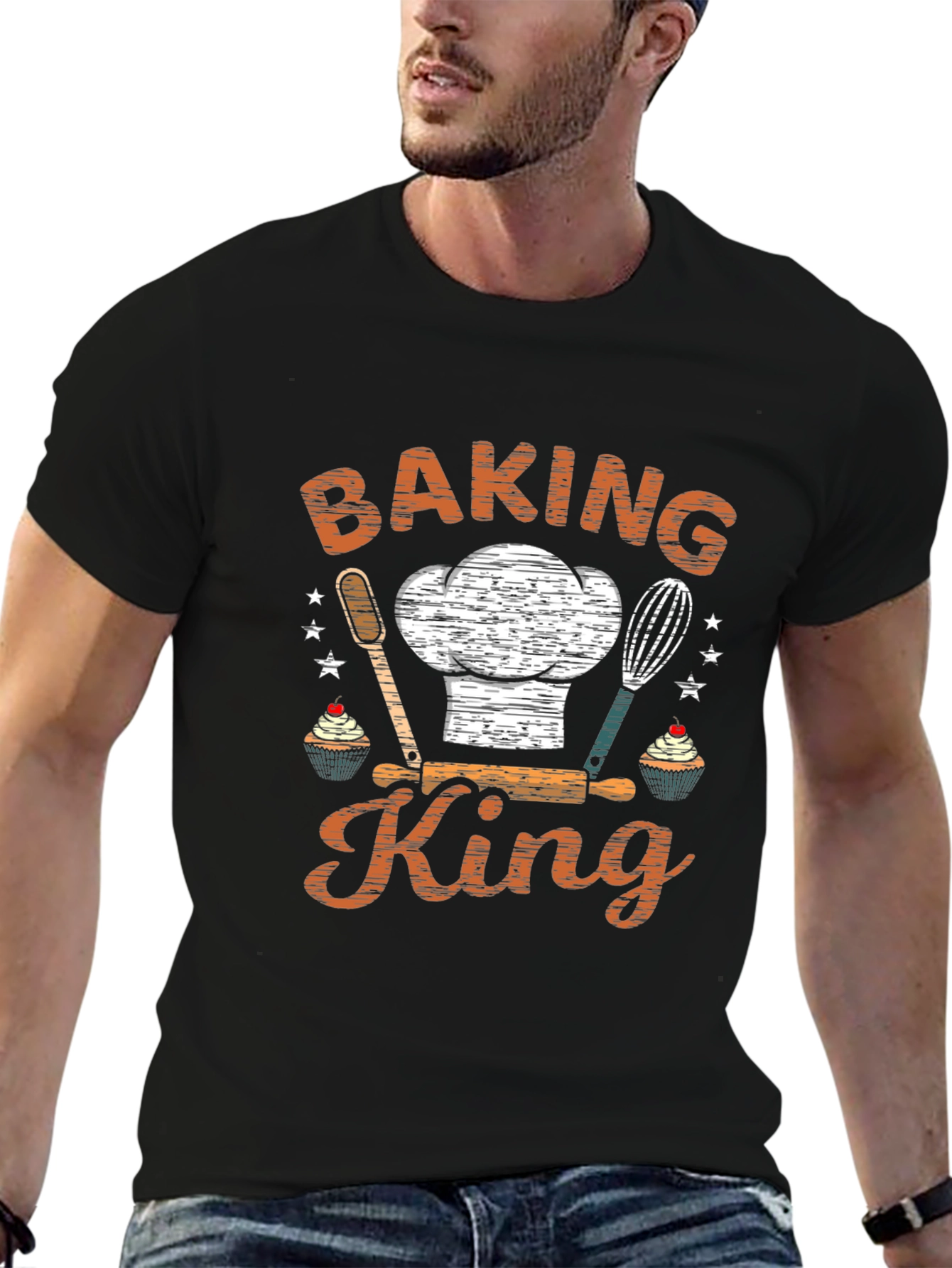 Baking King Graphic Tee - Black Cotton T-Shirt
