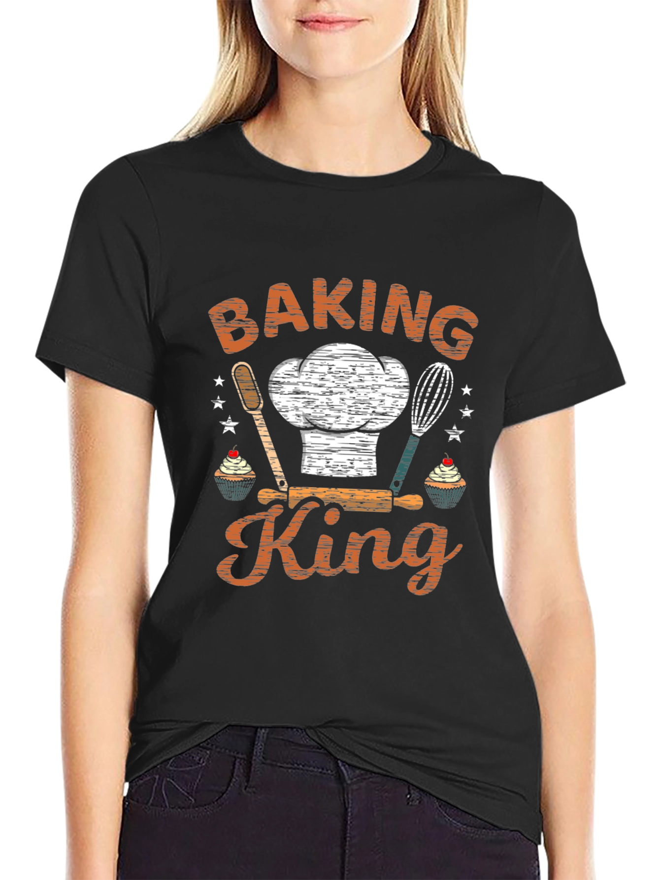 Baking King Graphic Tee - Black Cotton T-Shirt