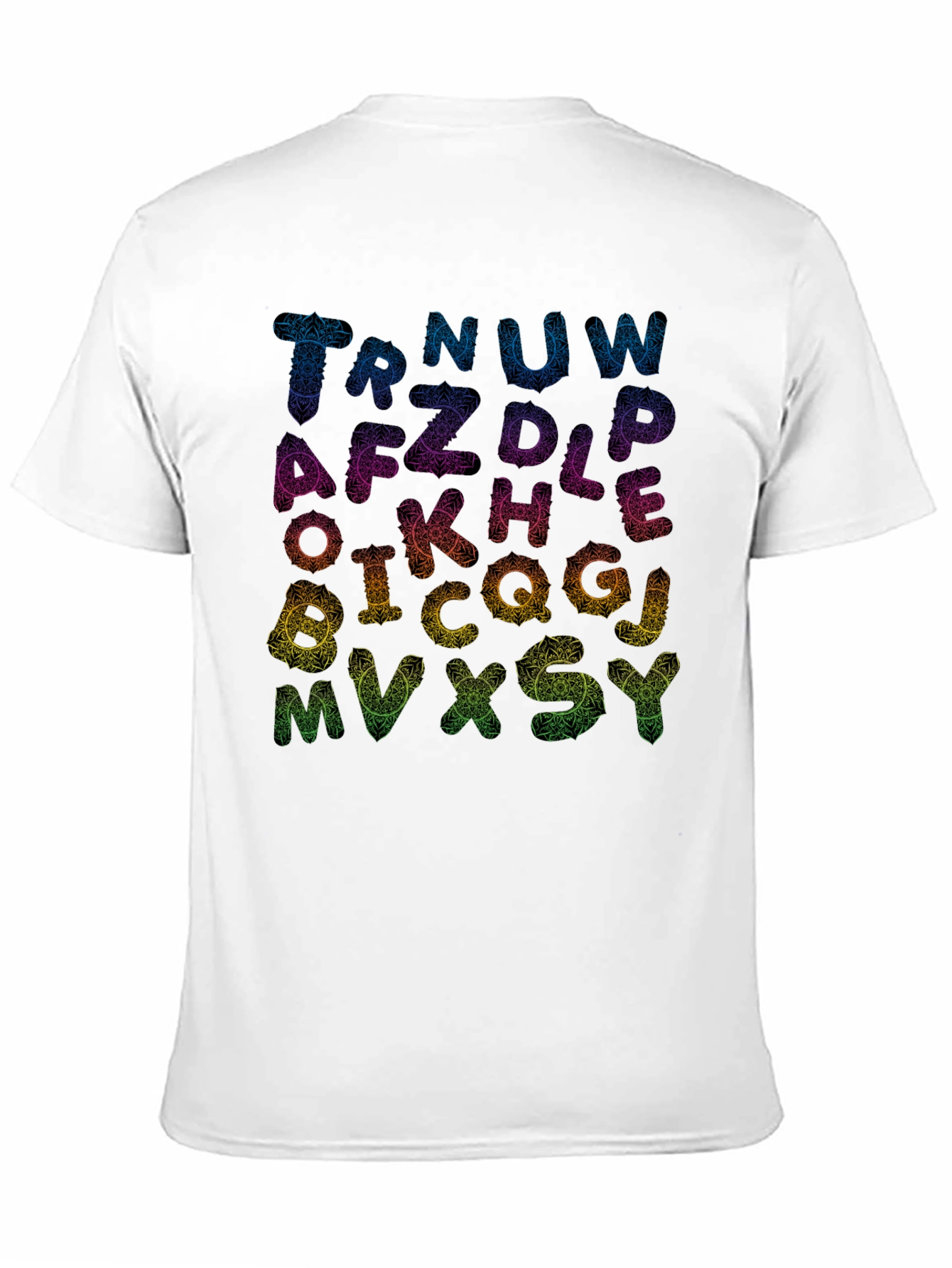 Alphabet Mandala Print Black T-Shirt