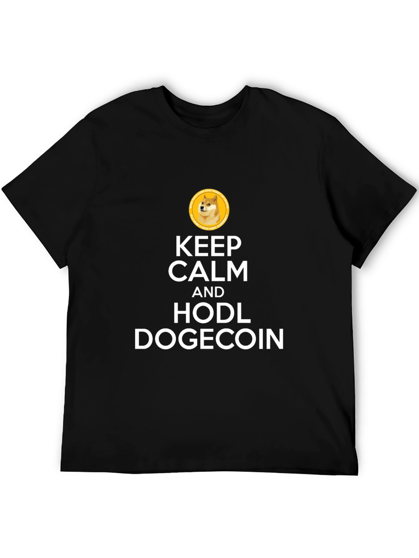 Keep Calm HODL Dogecoin Black T-Shirt