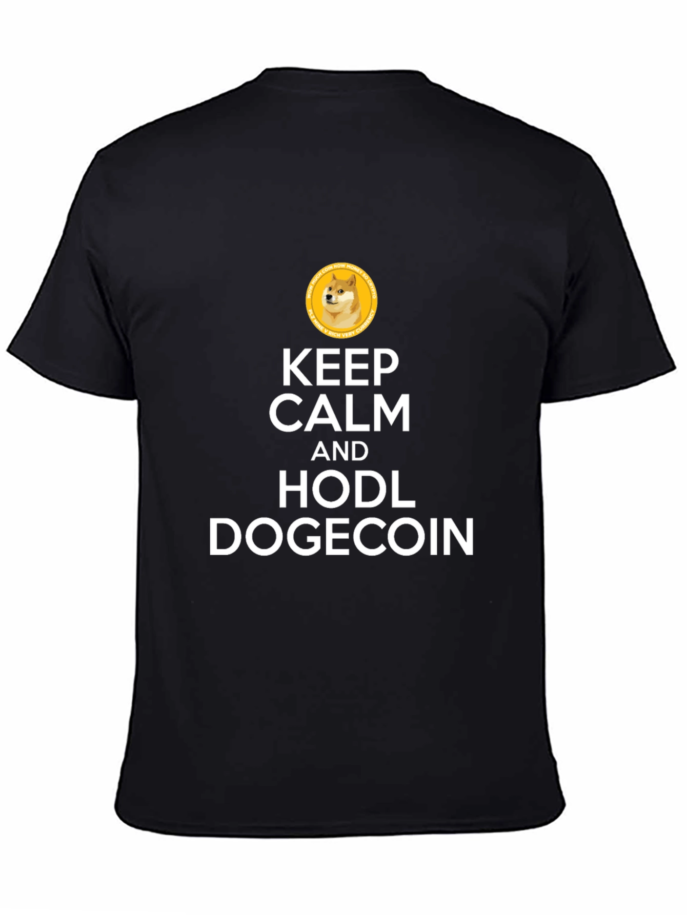 Keep Calm HODL Dogecoin Black T-Shirt