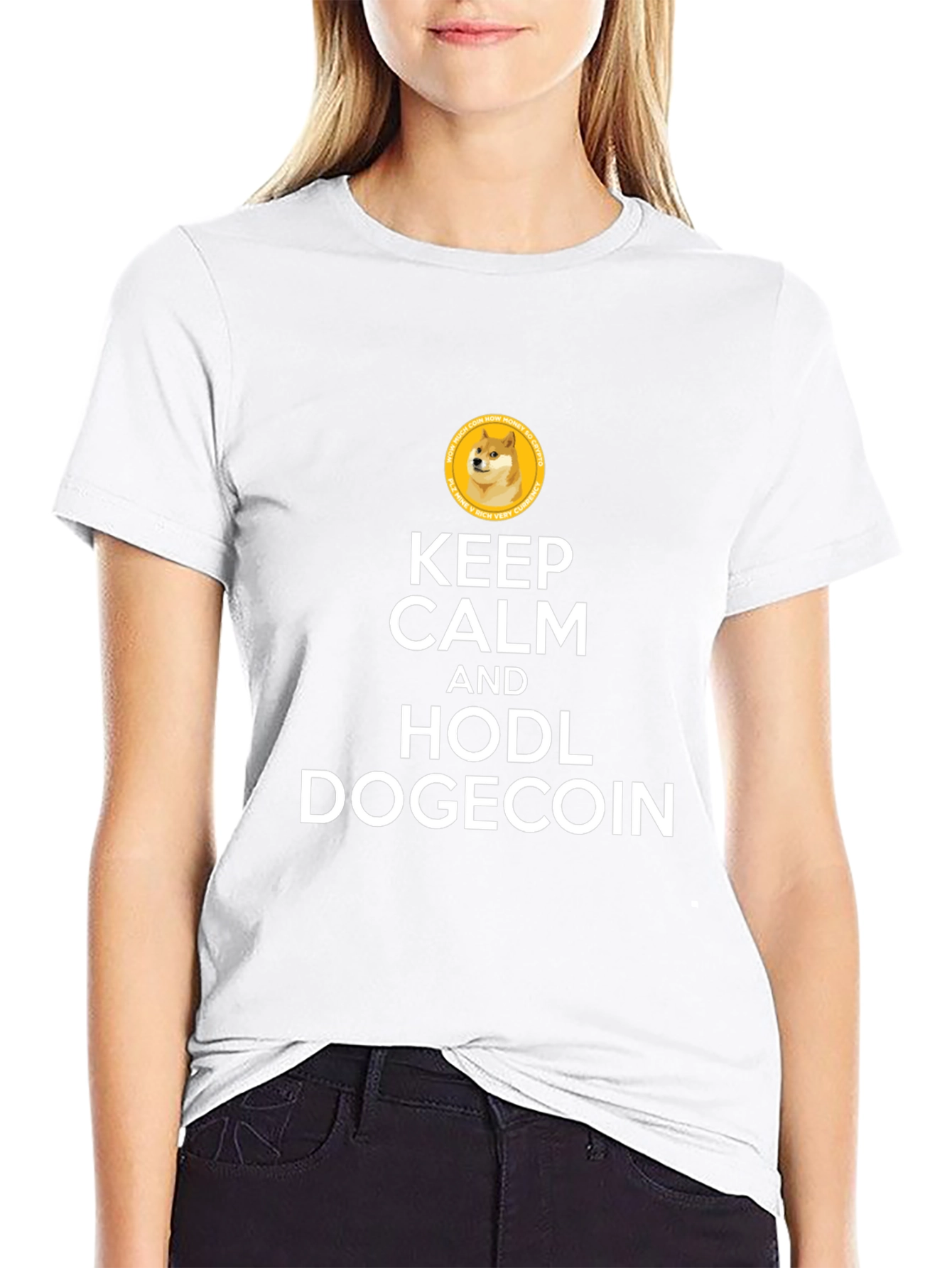 Keep Calm HODL Dogecoin Black T-Shirt