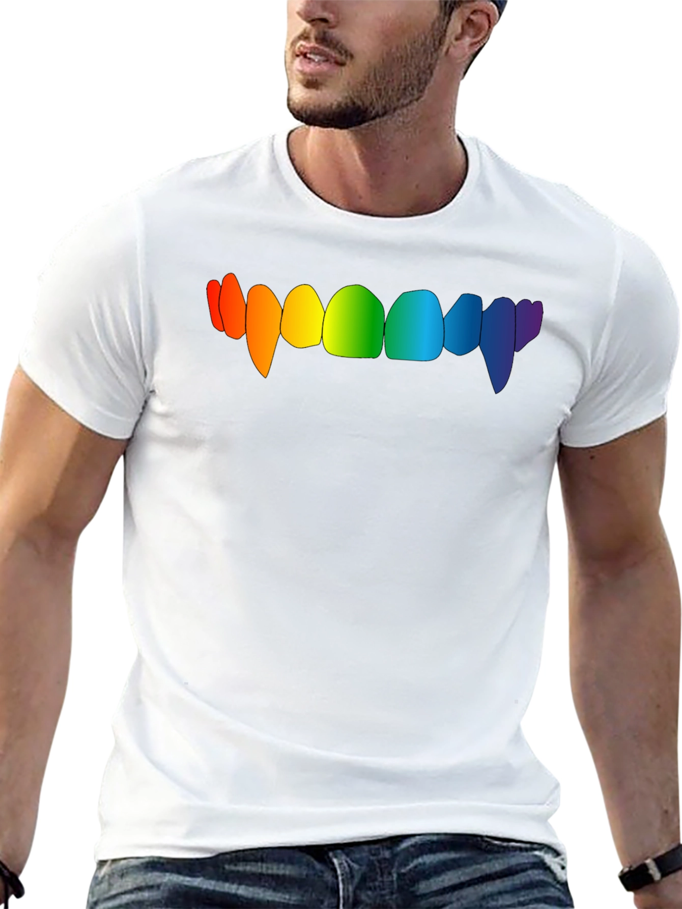 Rainbow Vampire Teeth Graphic Tee - Black