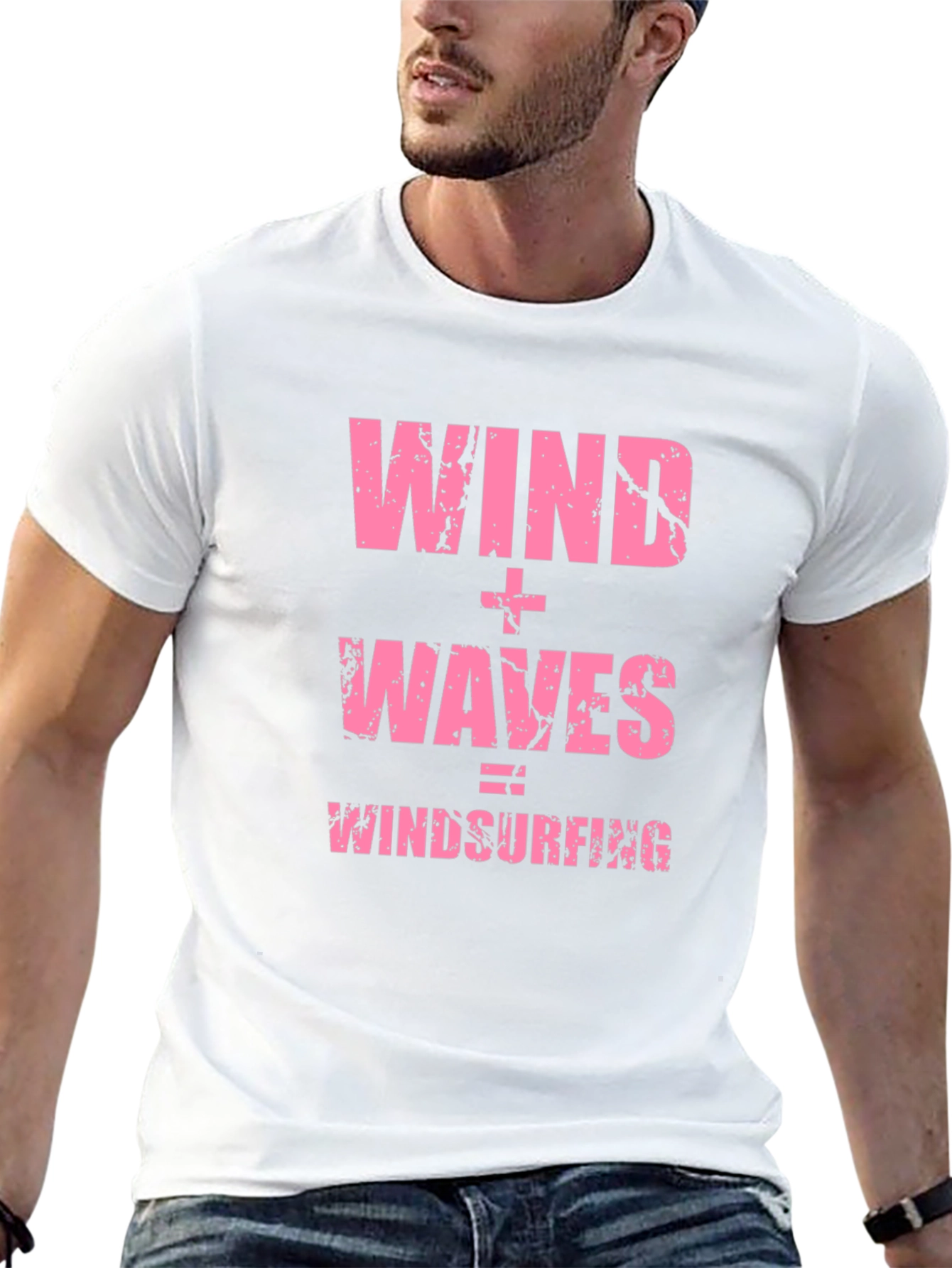 Wind + Waves = Windsurfing Black T-Shirt