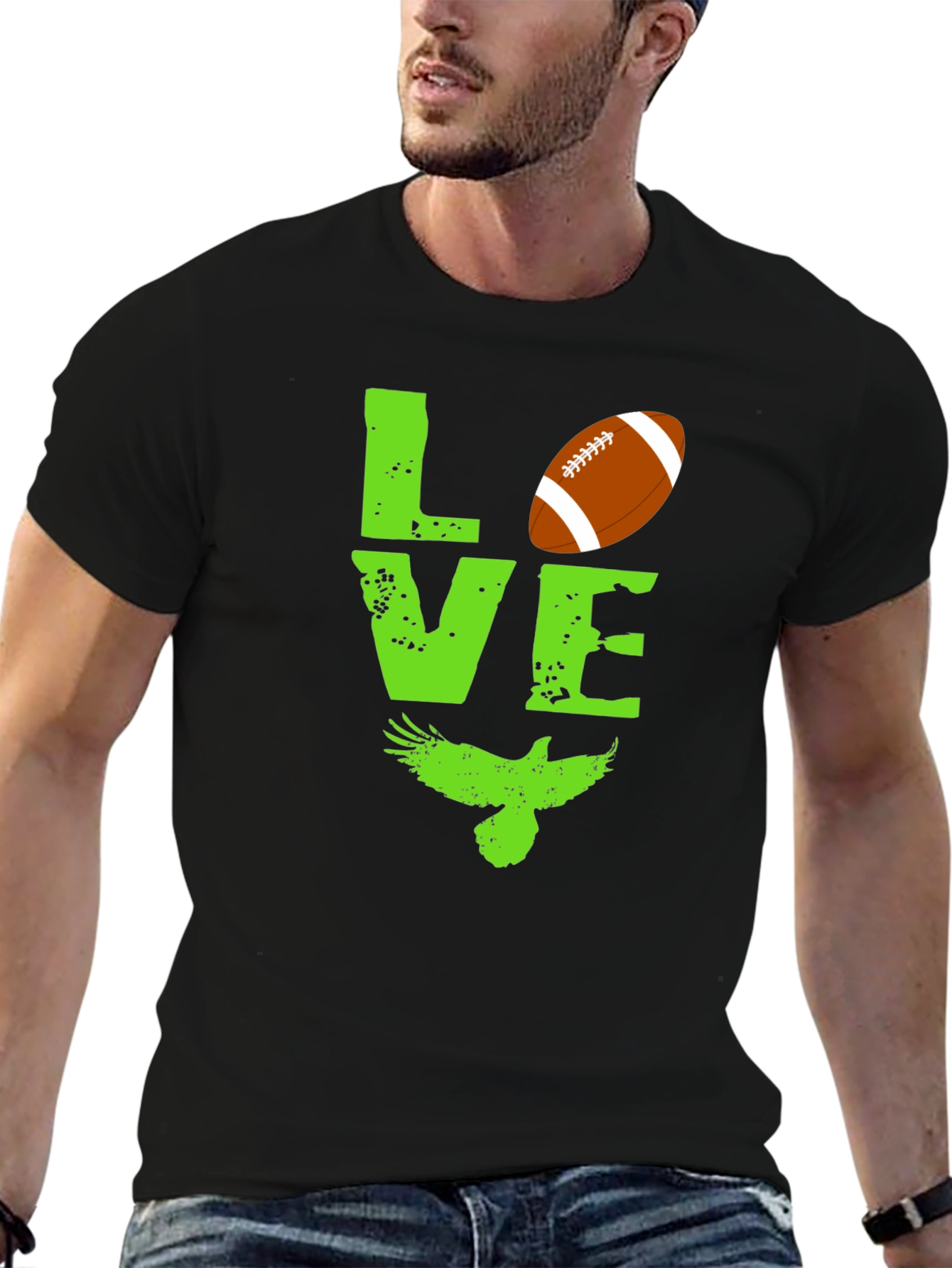 Love Football and Eagles Graphic T-Shirt