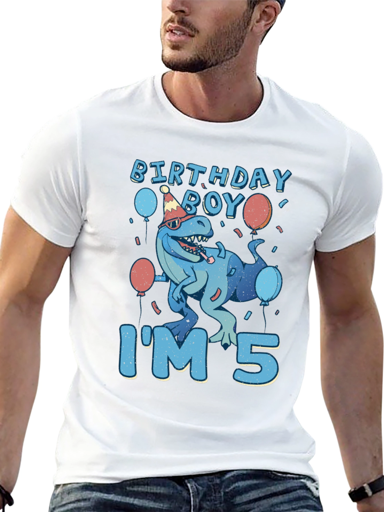 Birthday Boy Dinosaur T-Shirt - Im 5!