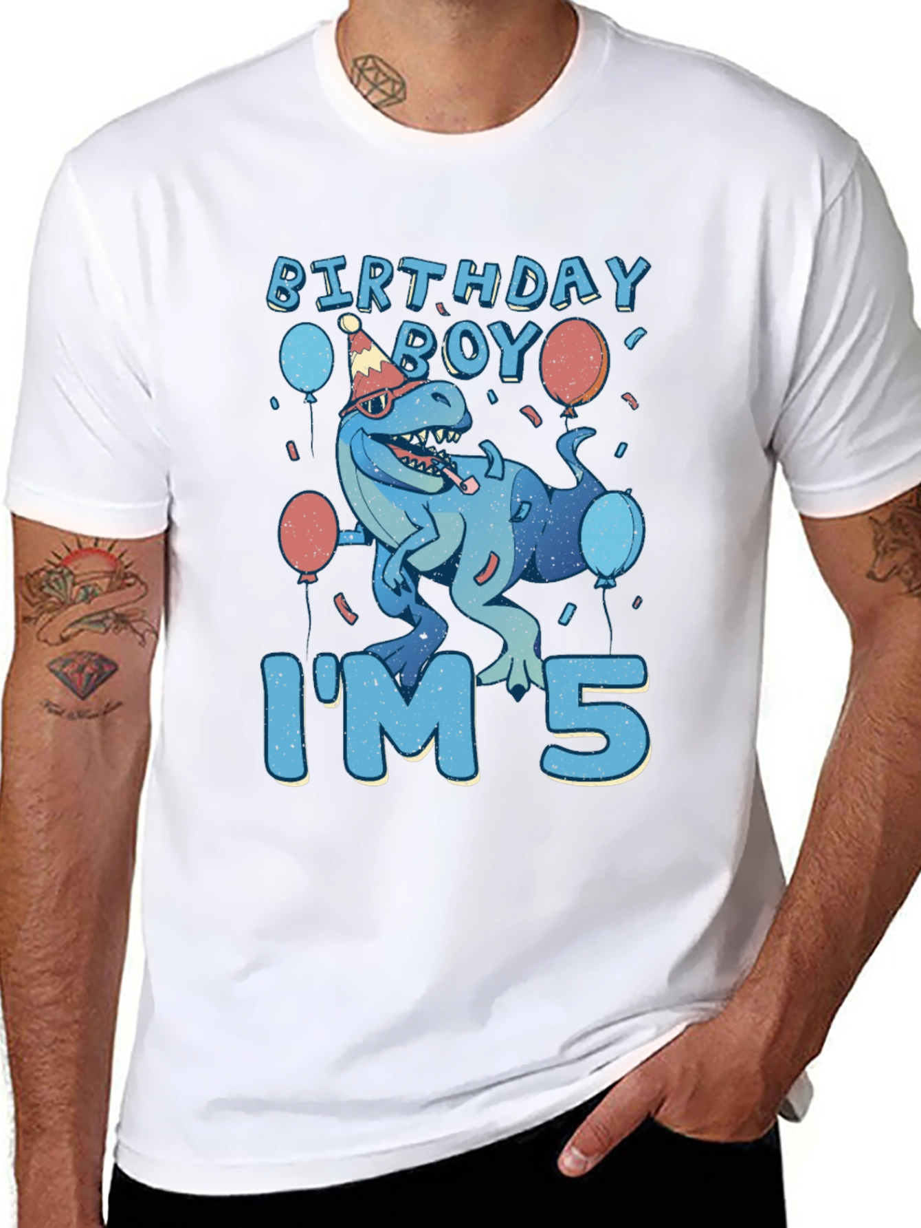 Birthday Boy Dinosaur T-Shirt - Im 5!