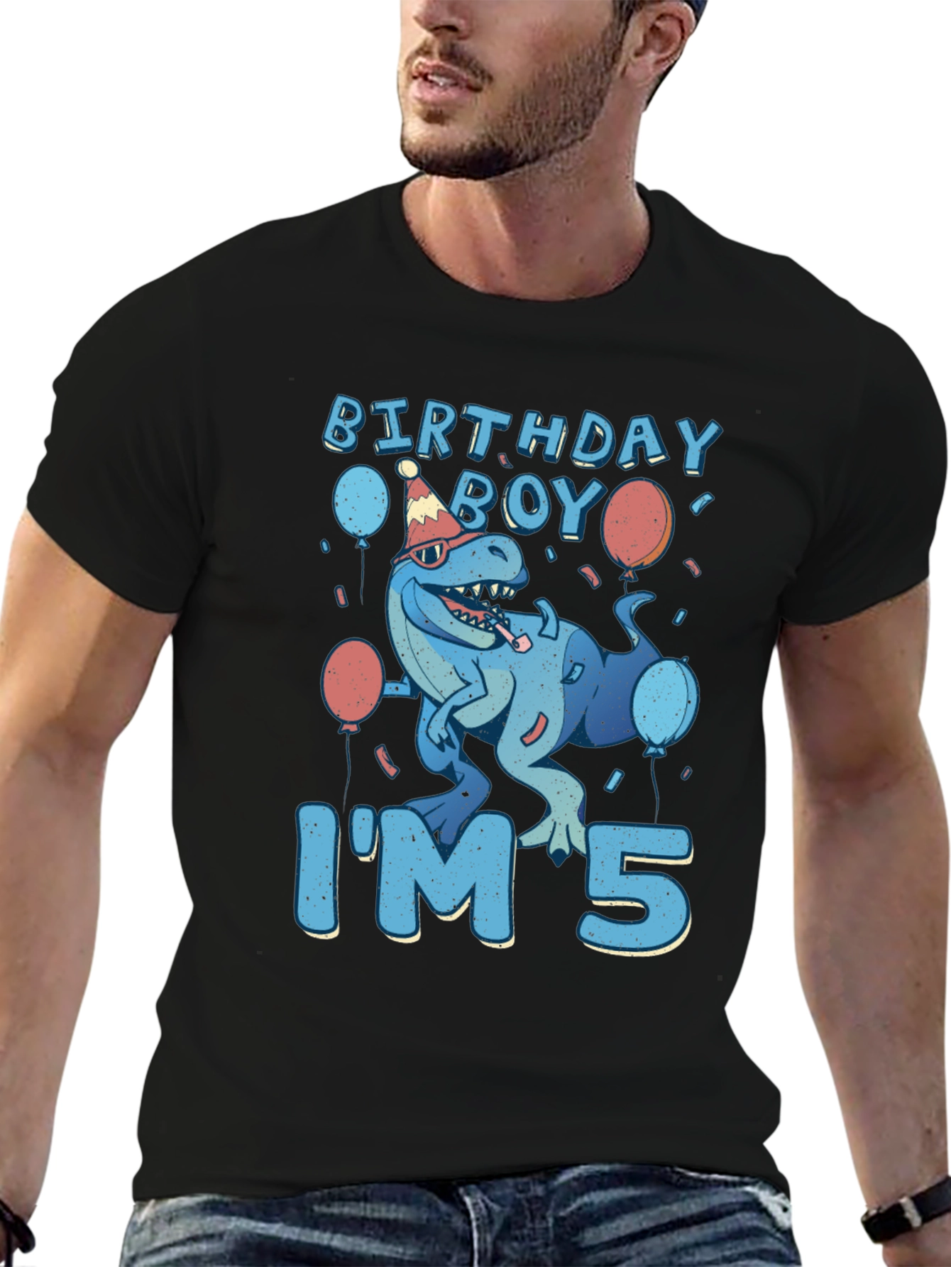 Birthday Boy Dinosaur T-Shirt - Im 5!