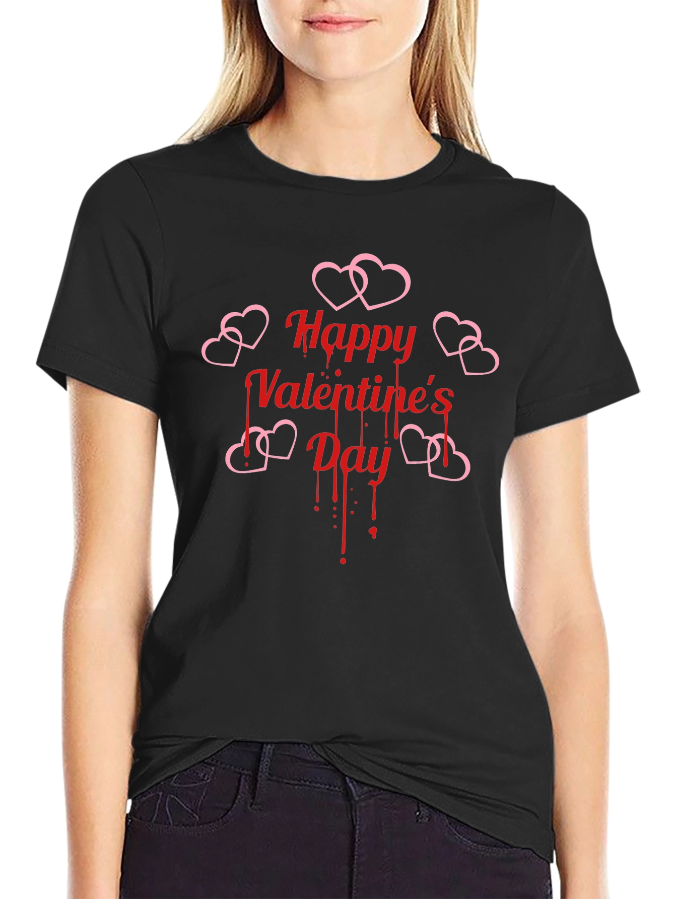 Happy Valentines Day Bleeding Heart Graphic T-Shirt