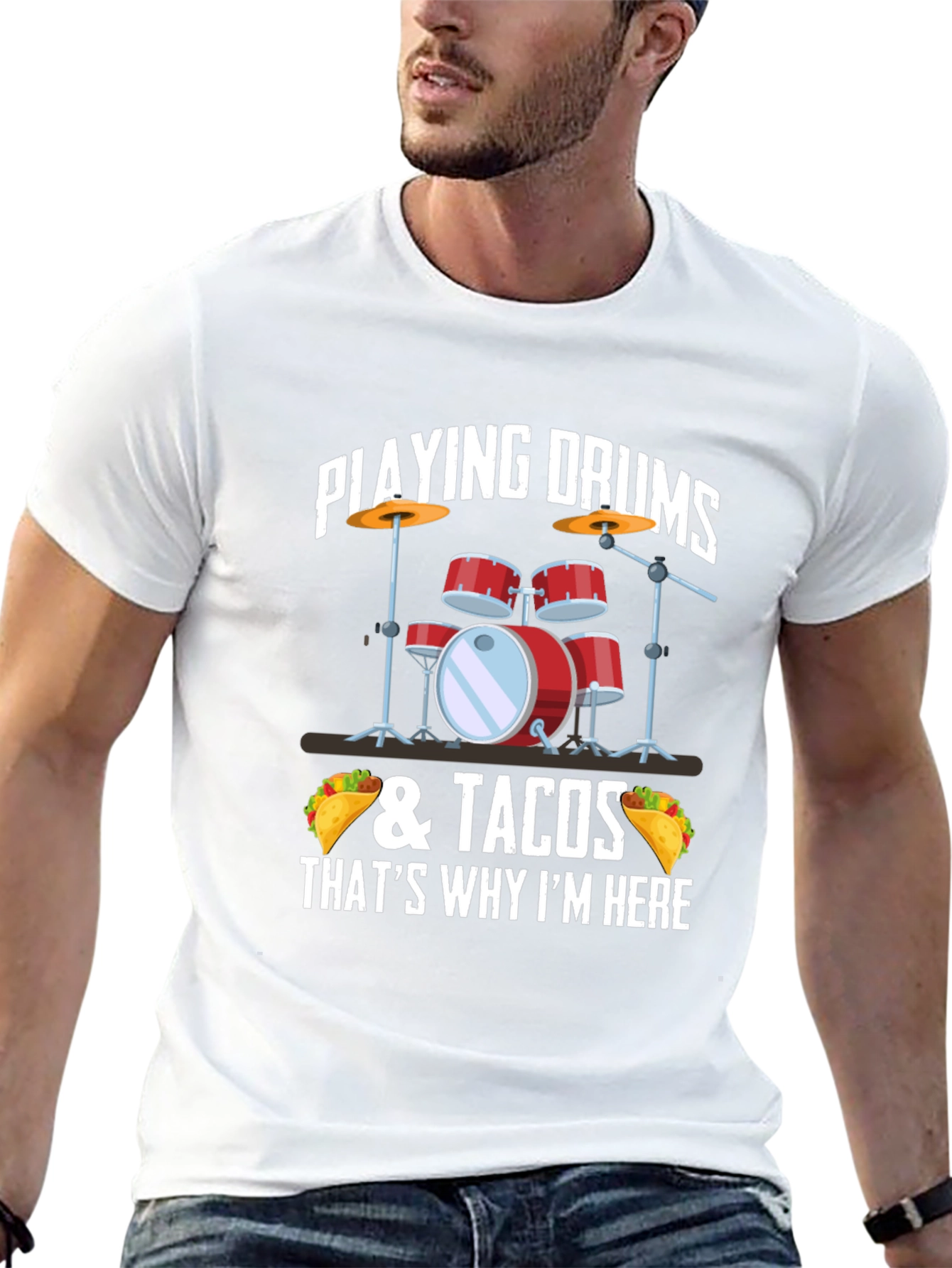 Drum & Tacos T-Shirt - Musician & Foodie Style