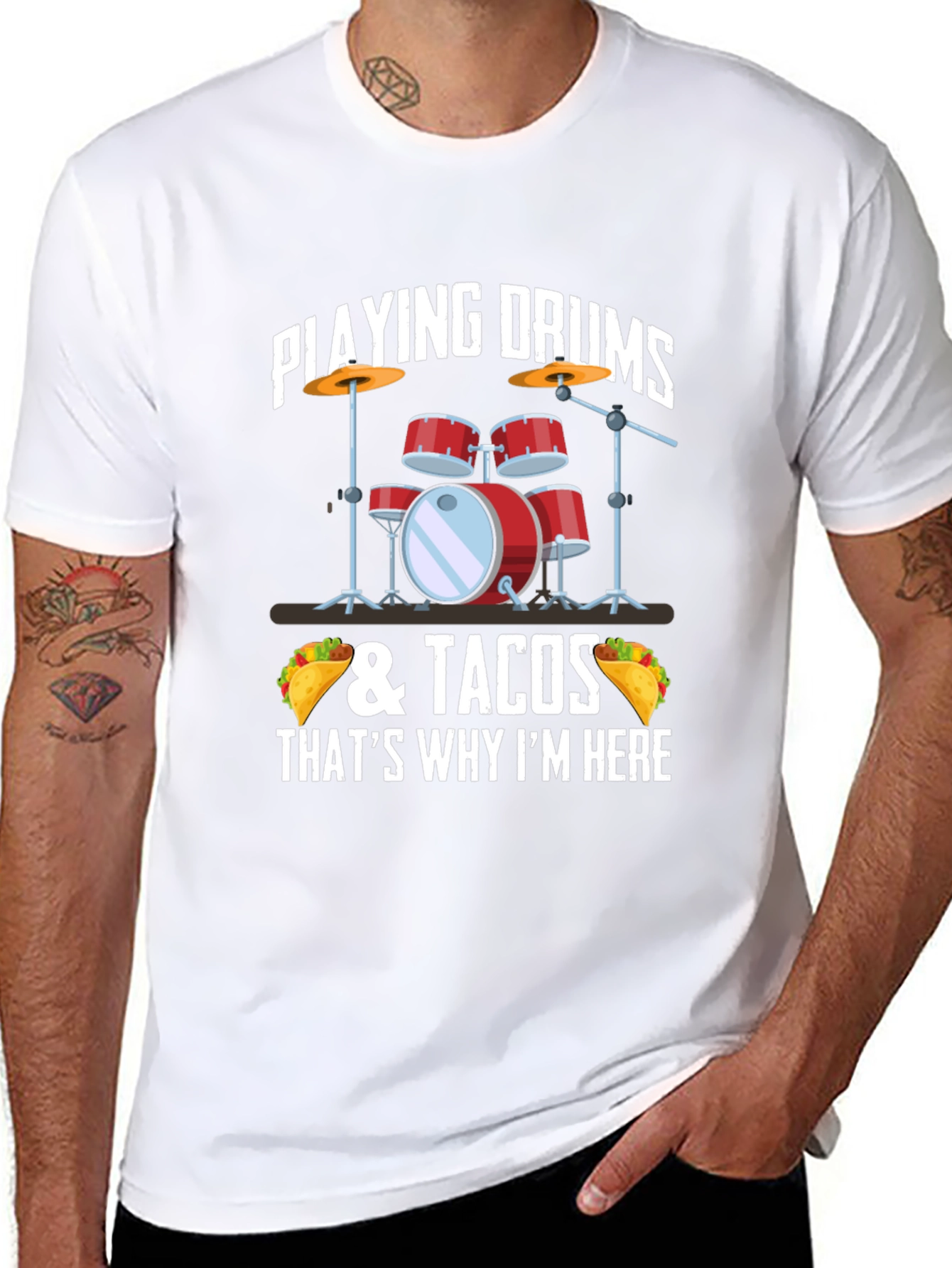 Drum & Tacos T-Shirt - Musician & Foodie Style