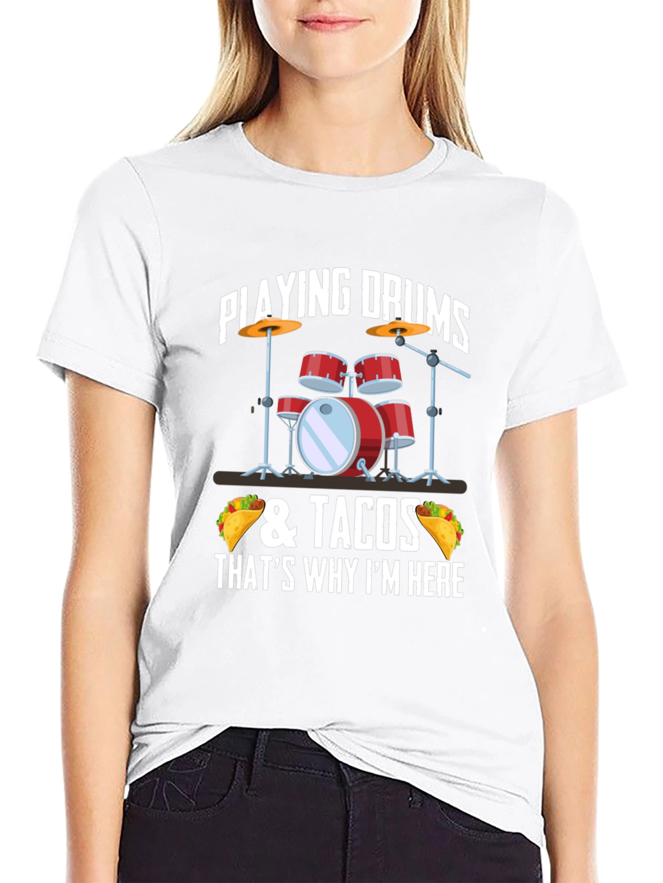 Drum & Tacos T-Shirt - Musician & Foodie Style